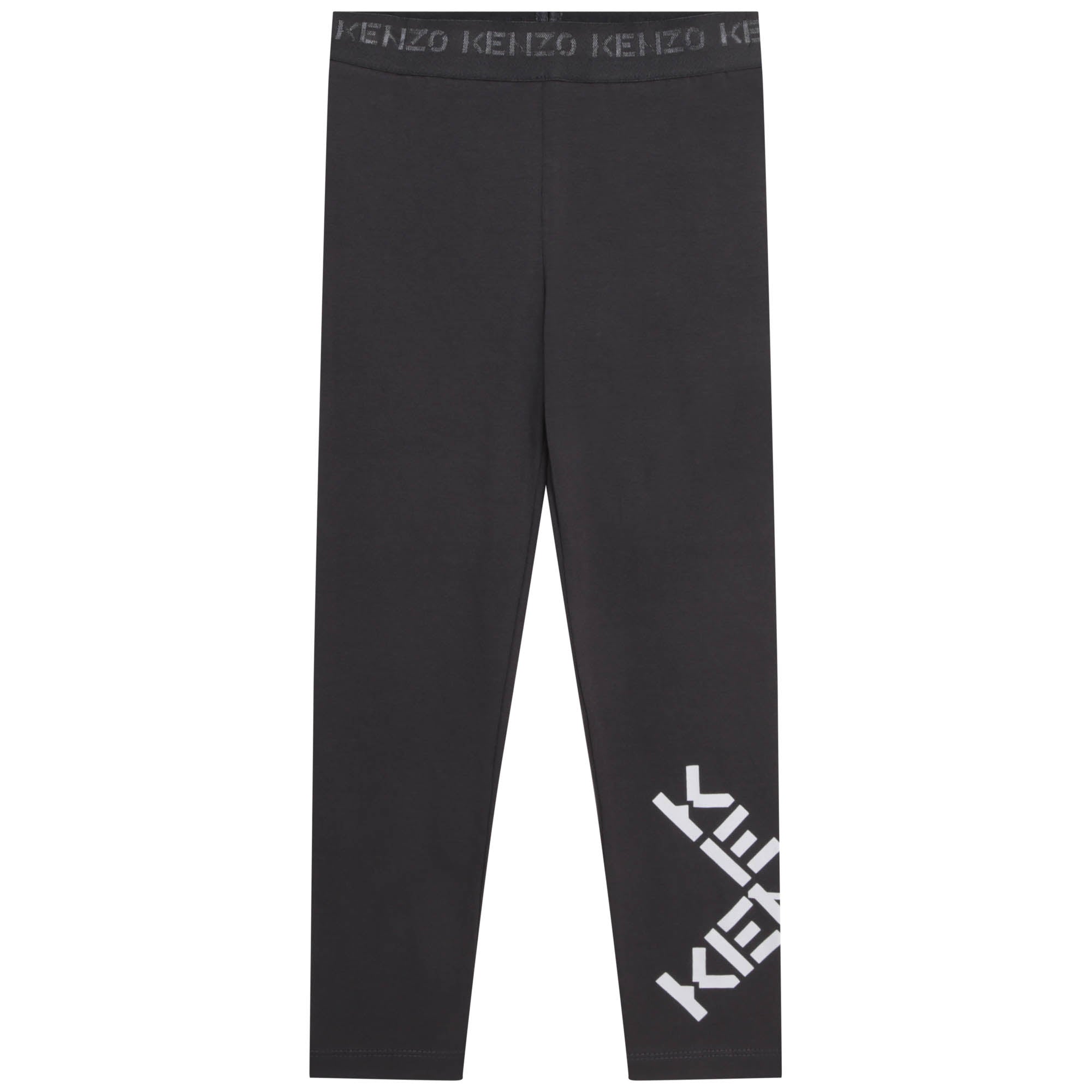 Girls Dark Grey Logo Cotton Leggings