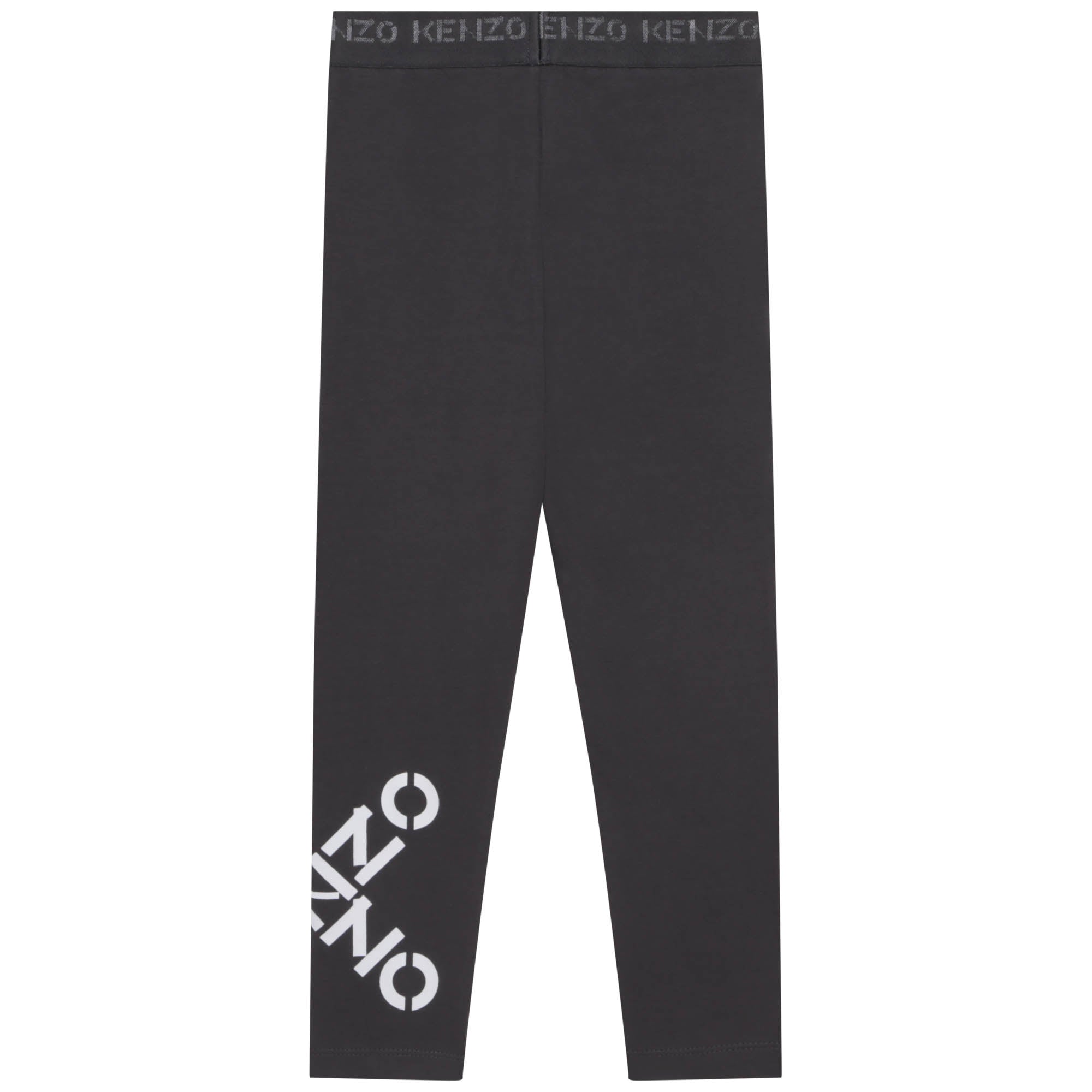 Girls Dark Grey Logo Cotton Leggings