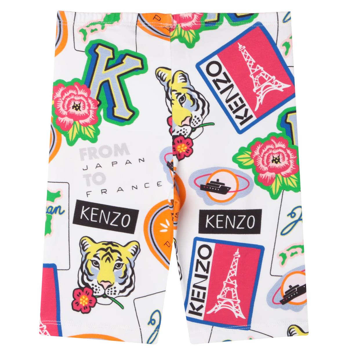 Girls White Printed Leggings