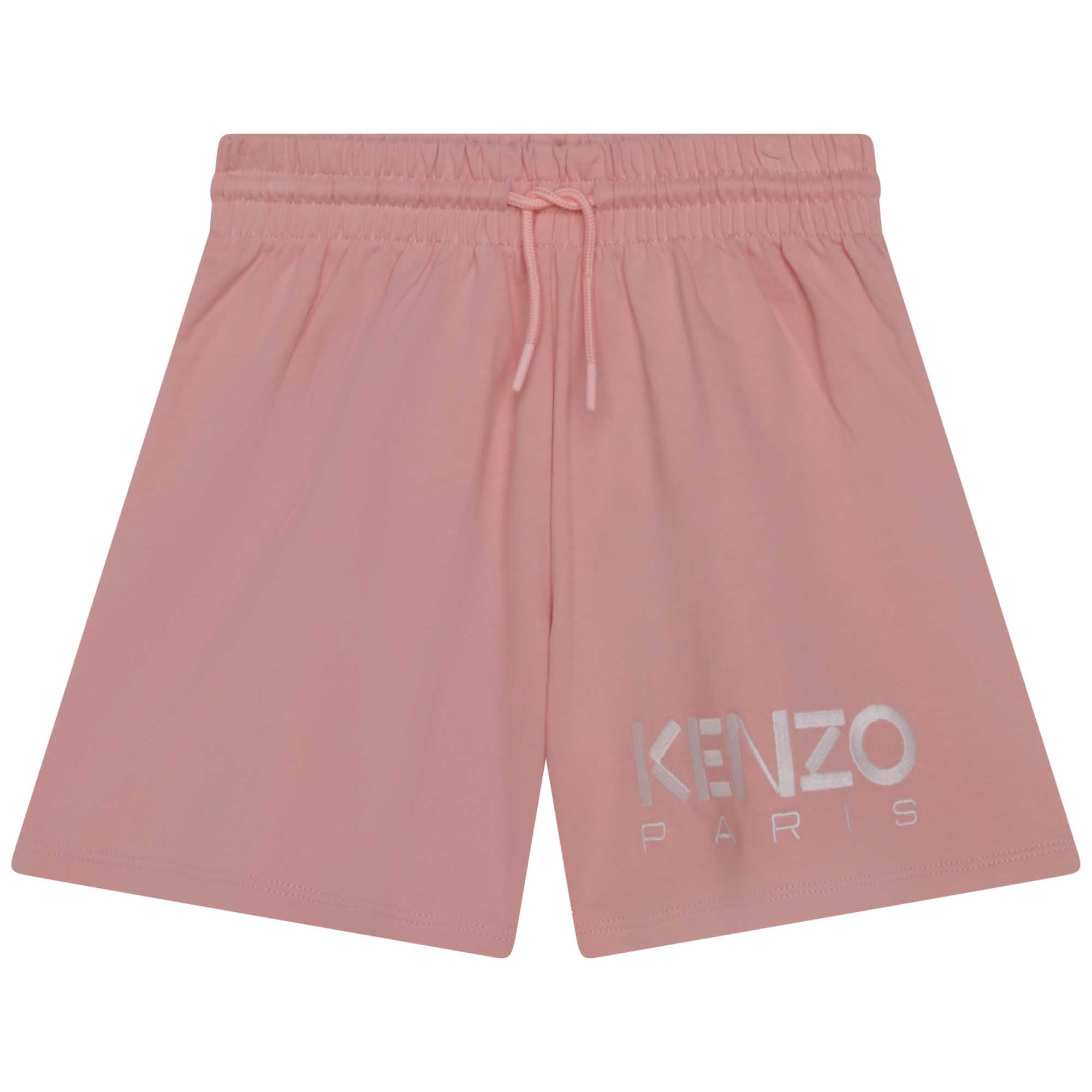 Girls Pink Logo Cotton Shorts