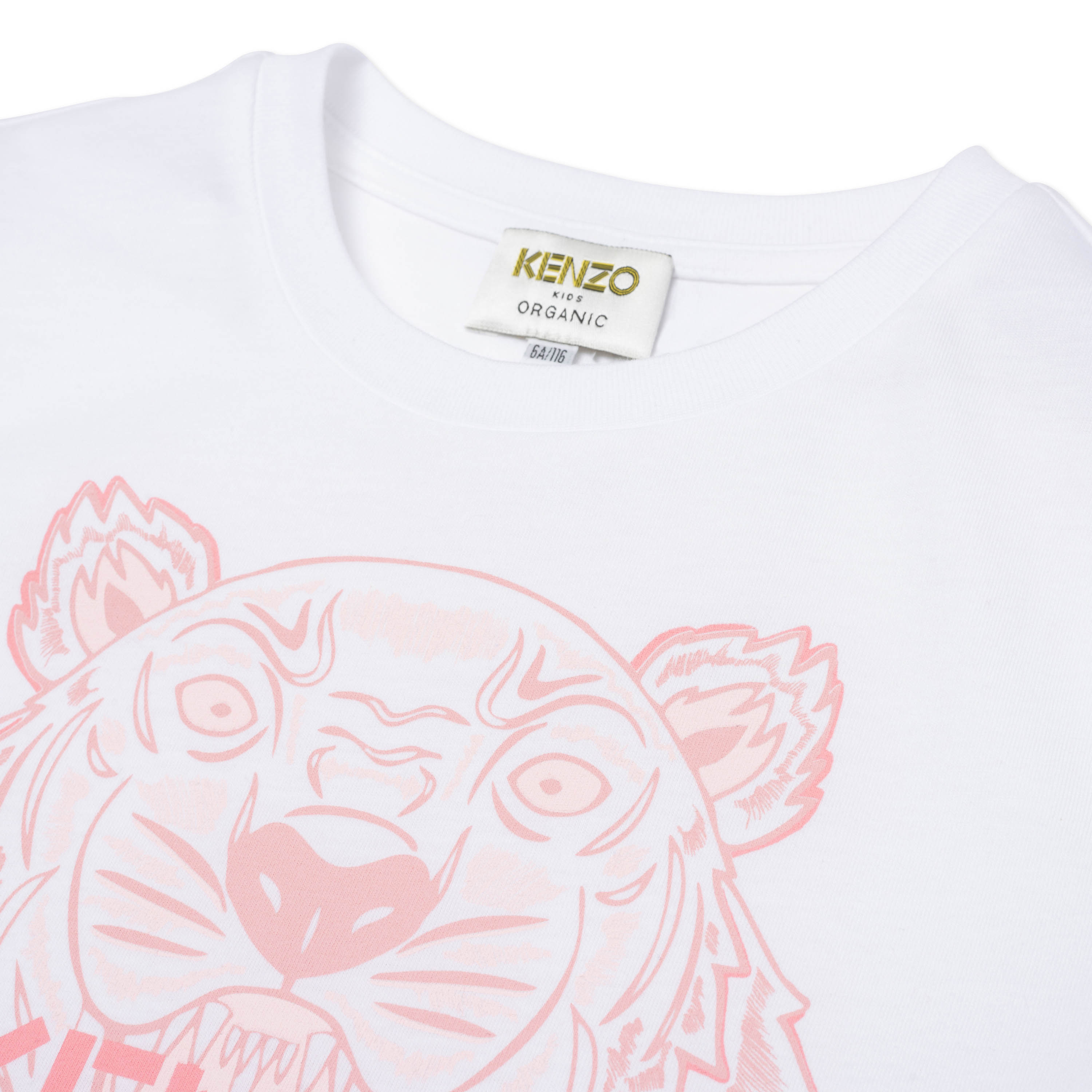 Girls White Tiger Cotton T-Shirt