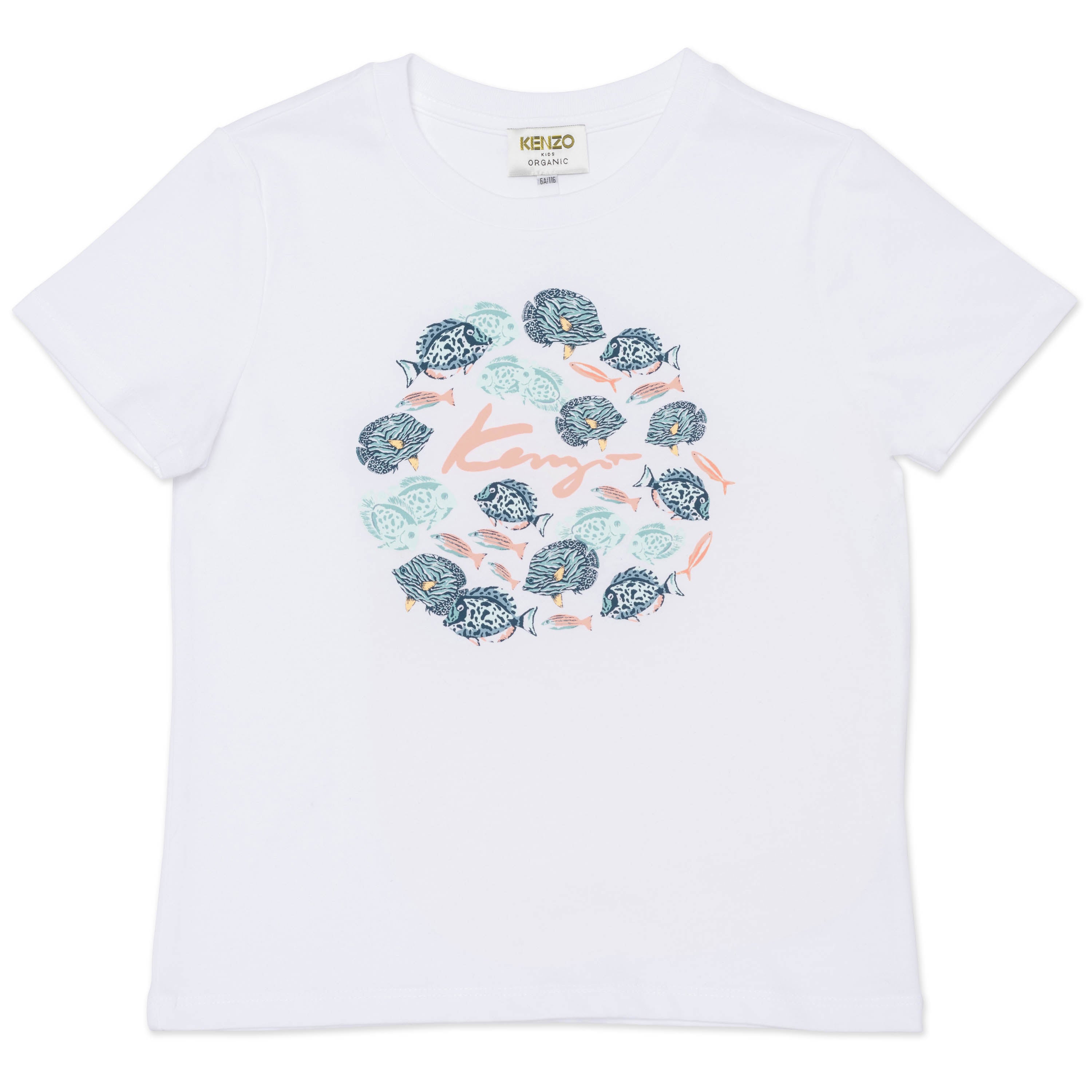 Girls White Printing Cotton T-Shirt