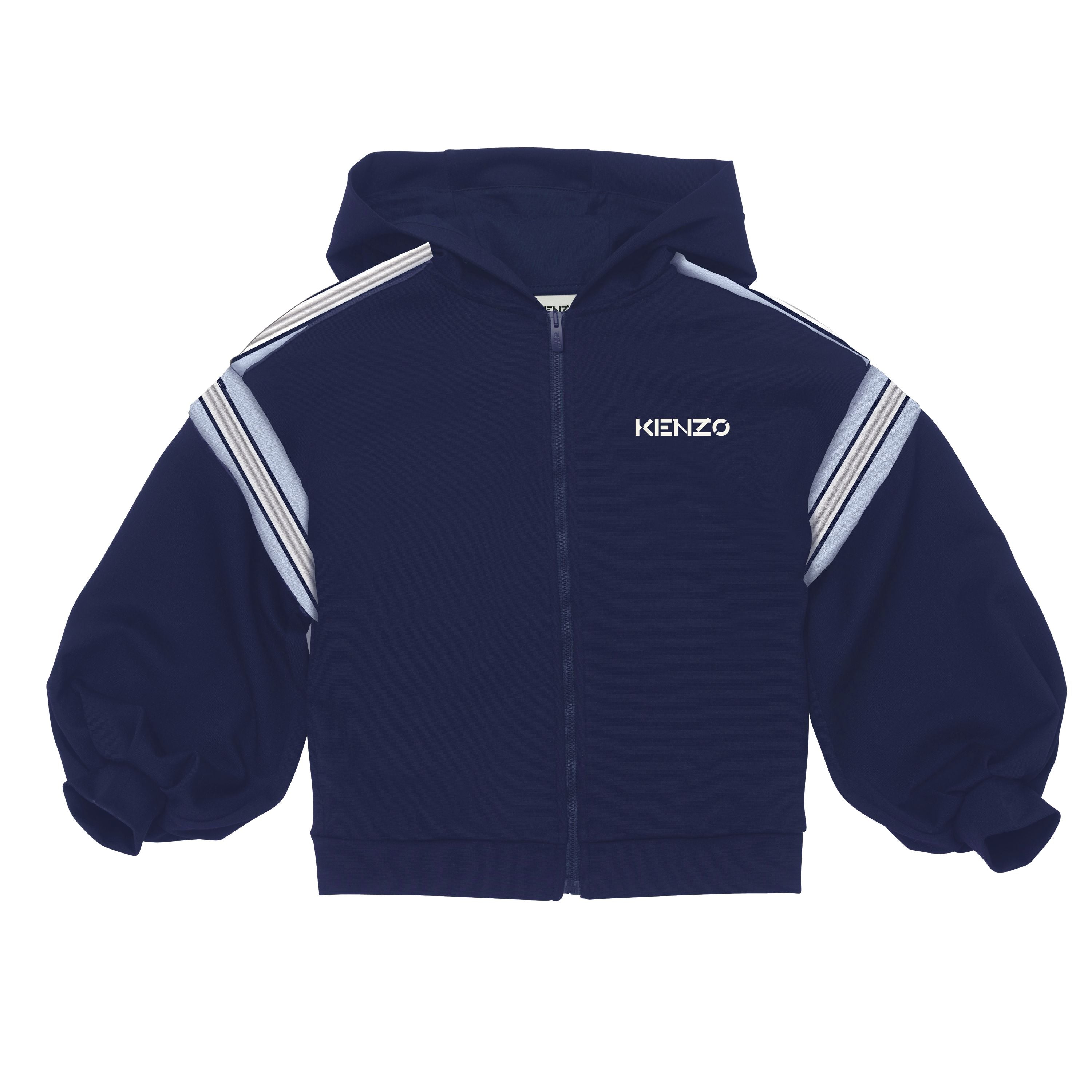 Girls Blue Hooded Zip-Up Top