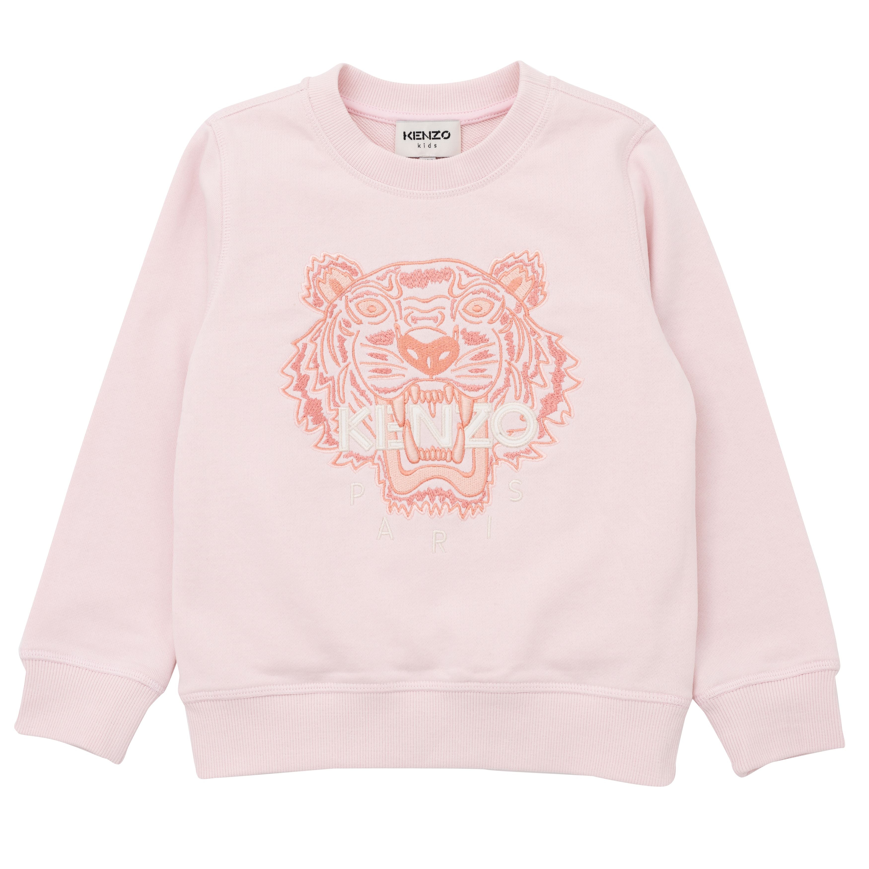 Girls Pink Tiger Cotton Sweatshirt