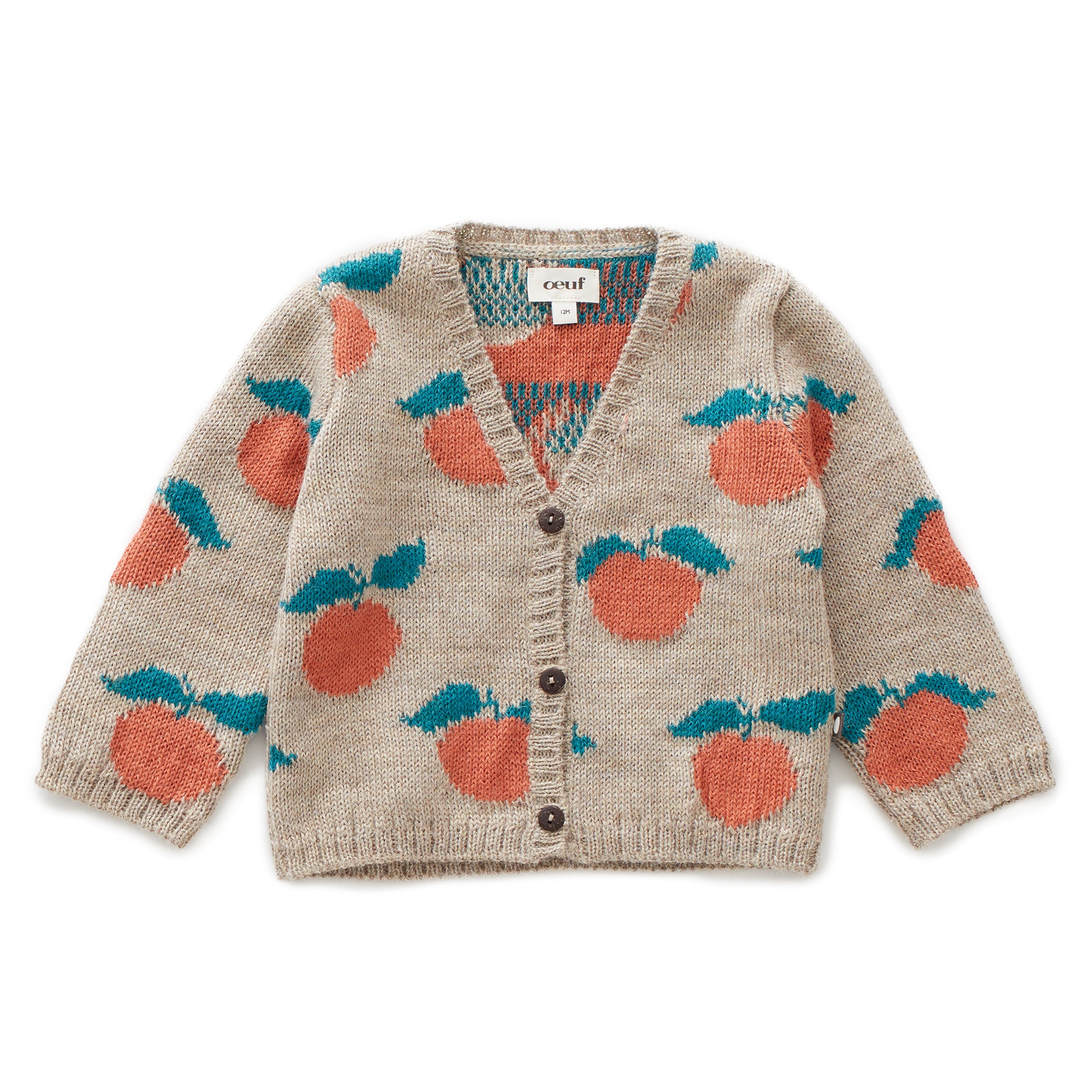 Girls Beige & Apricot Pattern Alpaca Cardigan