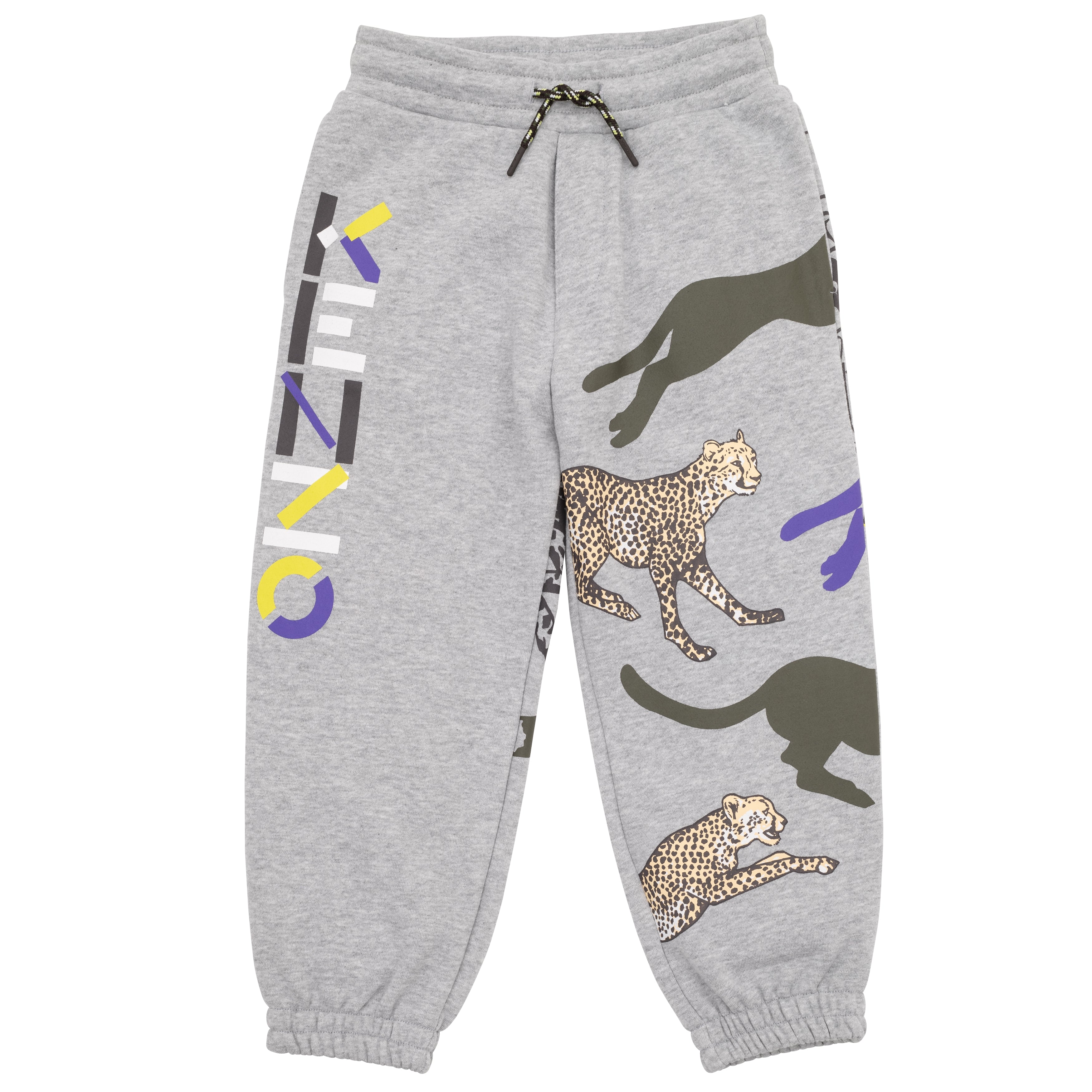 Boys Grey Printed Cotton Trousers