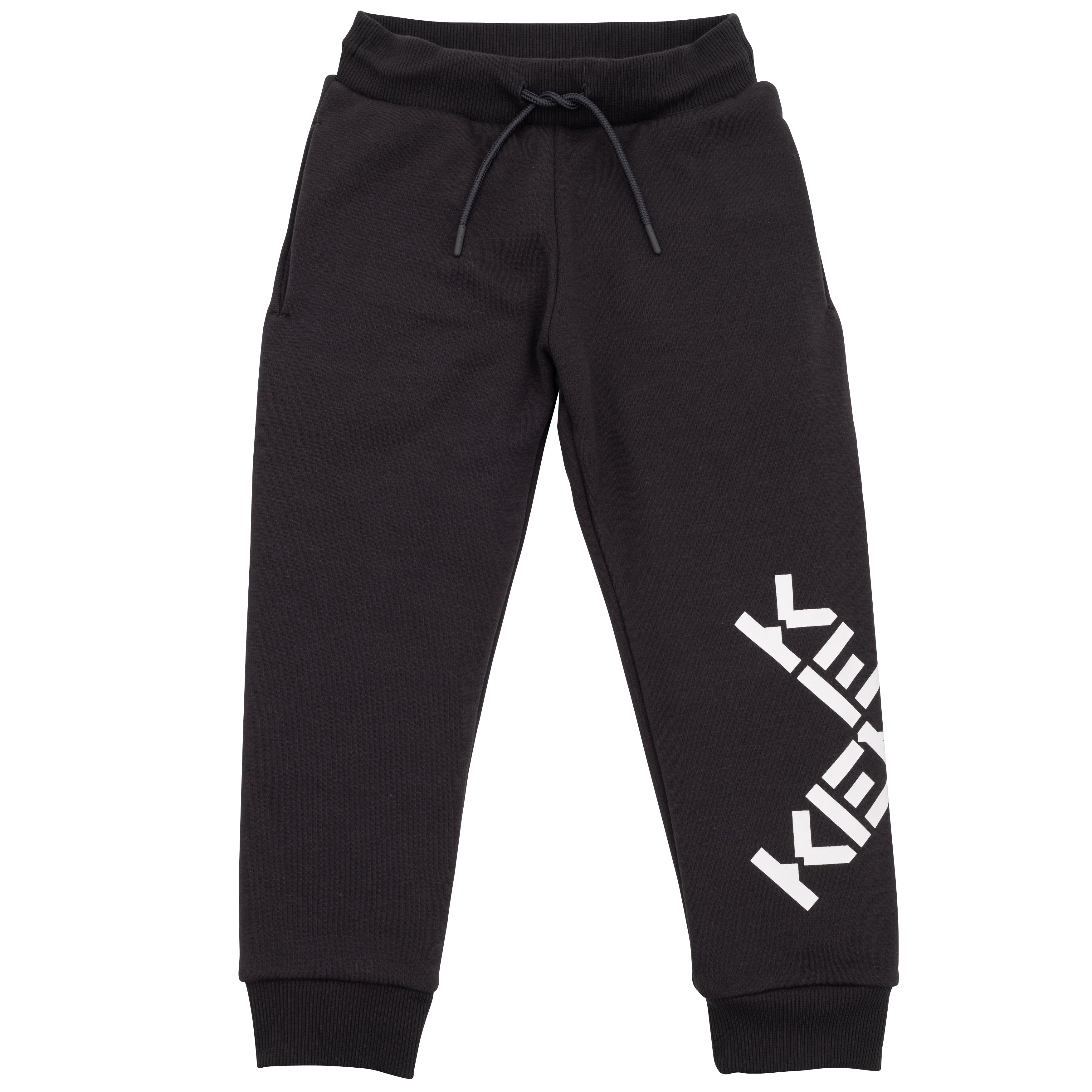 Boys Black Logo Cotton Trousers