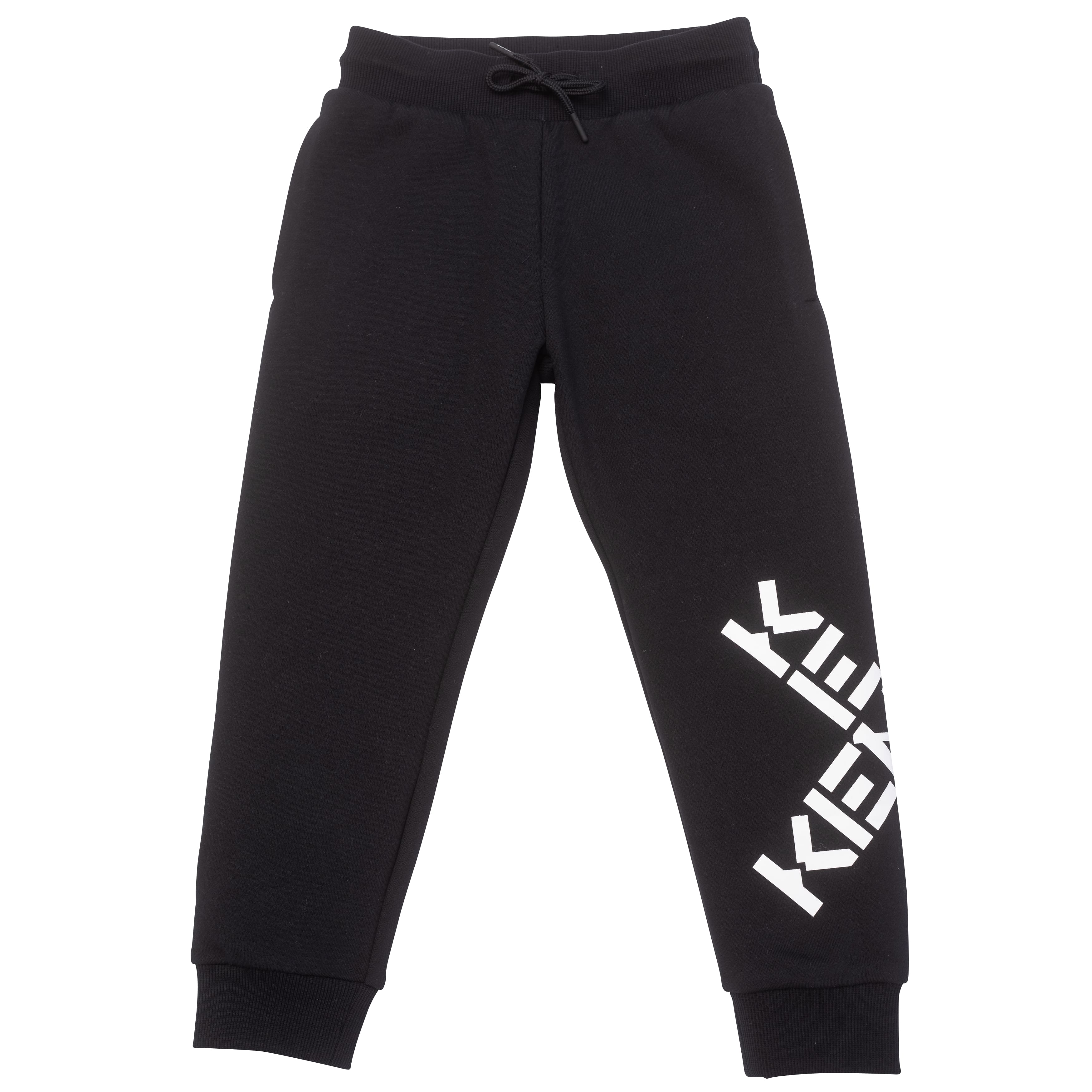 Boys Black Logo Cotton Trousers