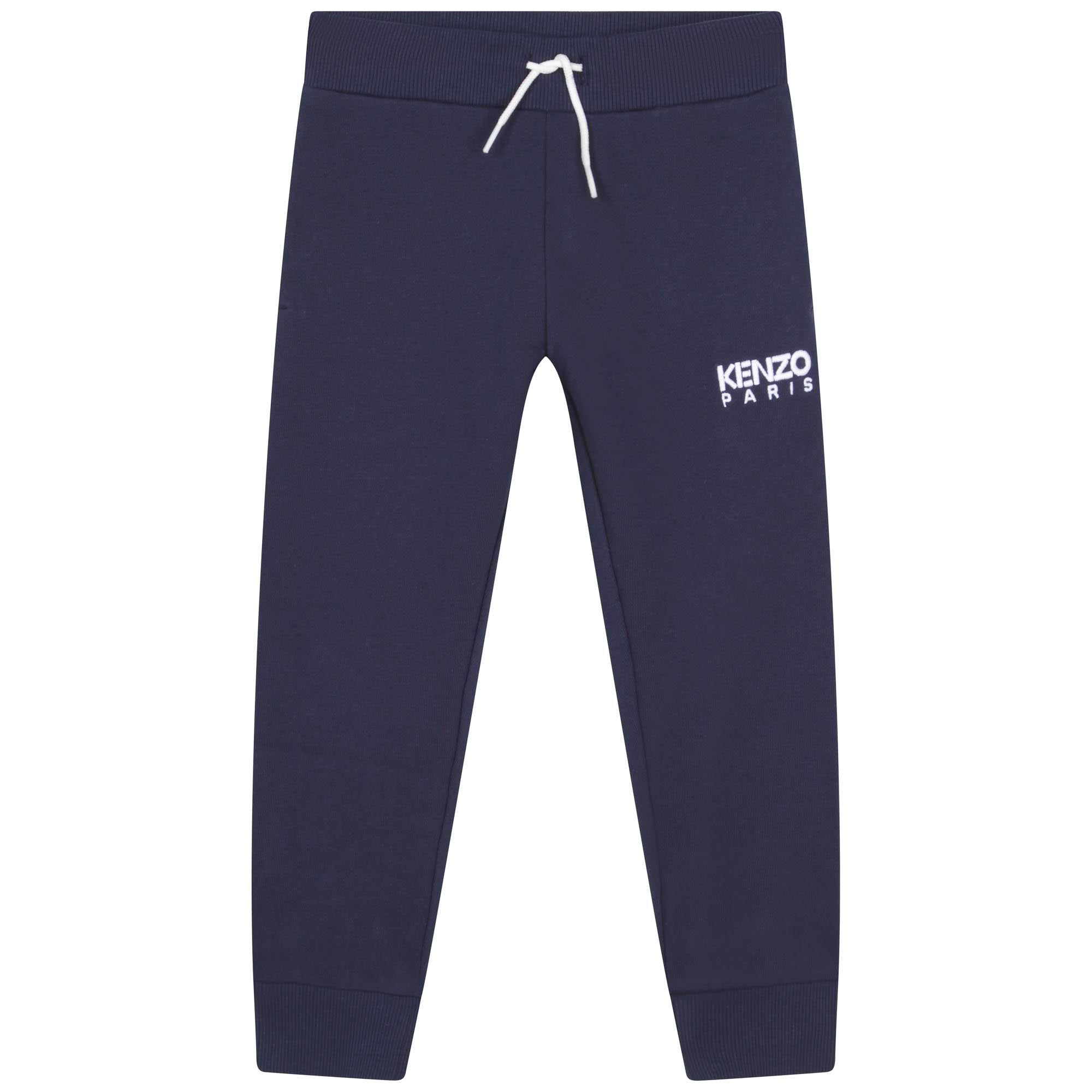 Boys Navy Logo Cotton Trousers