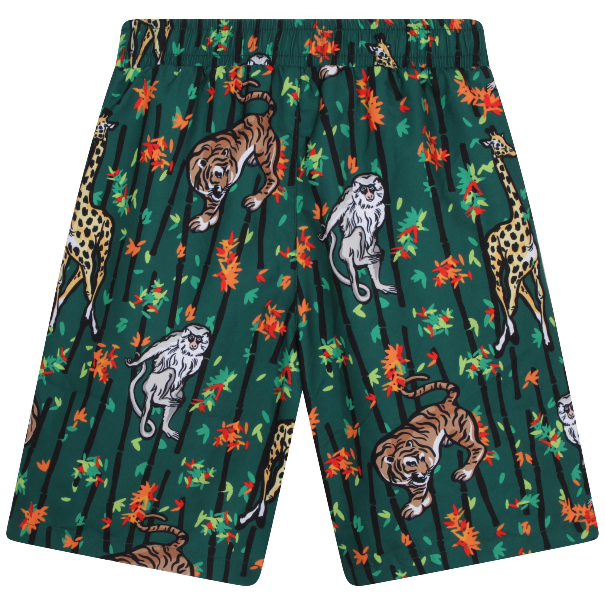 Boys Green Printed Swim Shorts