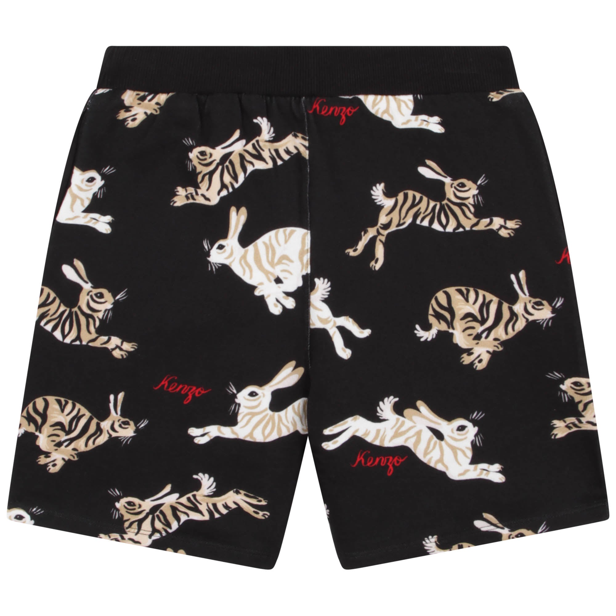 Boys Black Printed Cotton Shorts