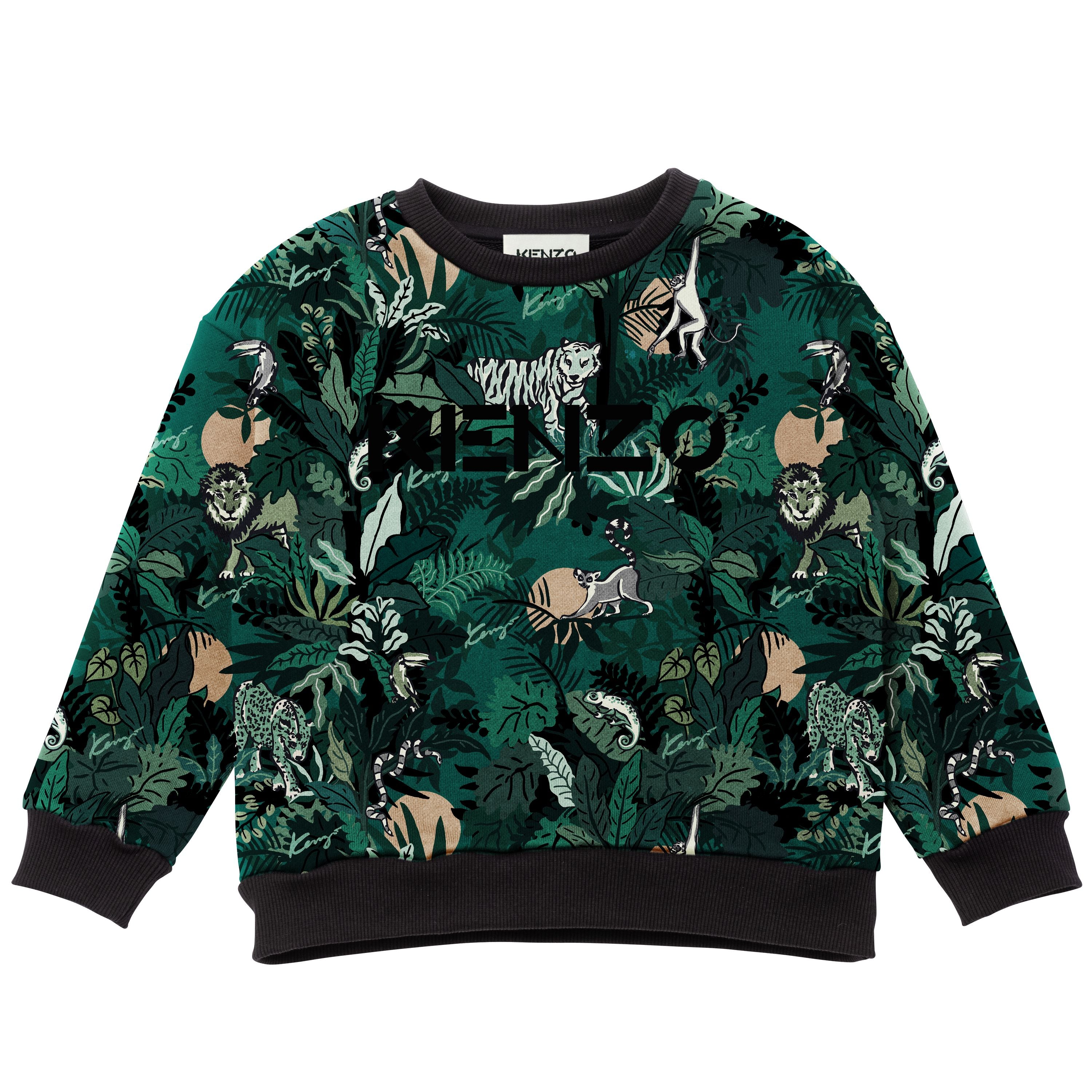 Boys Green Printing Cotton Sweatshirt