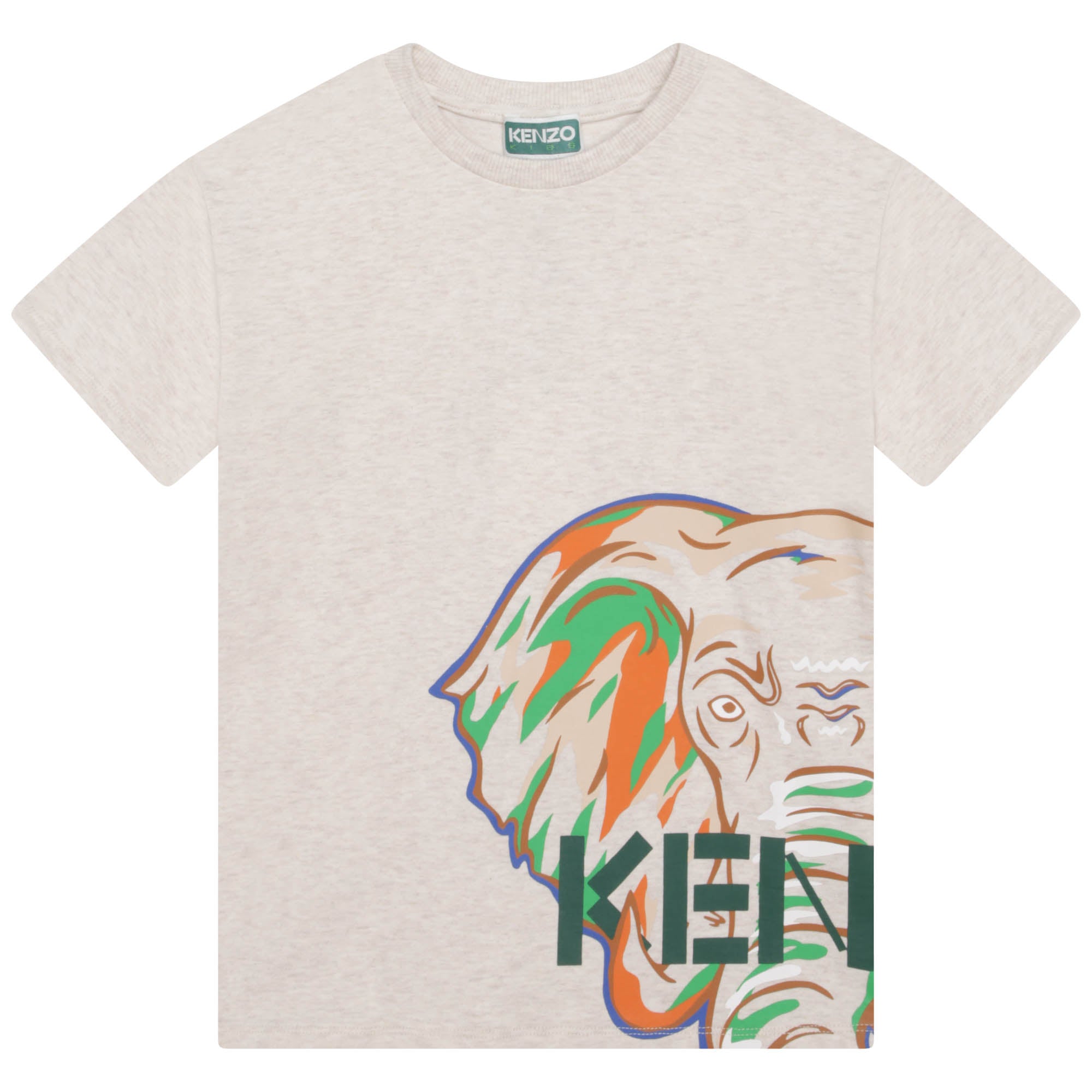 Boys Beige Printed Cotton T-Shirt