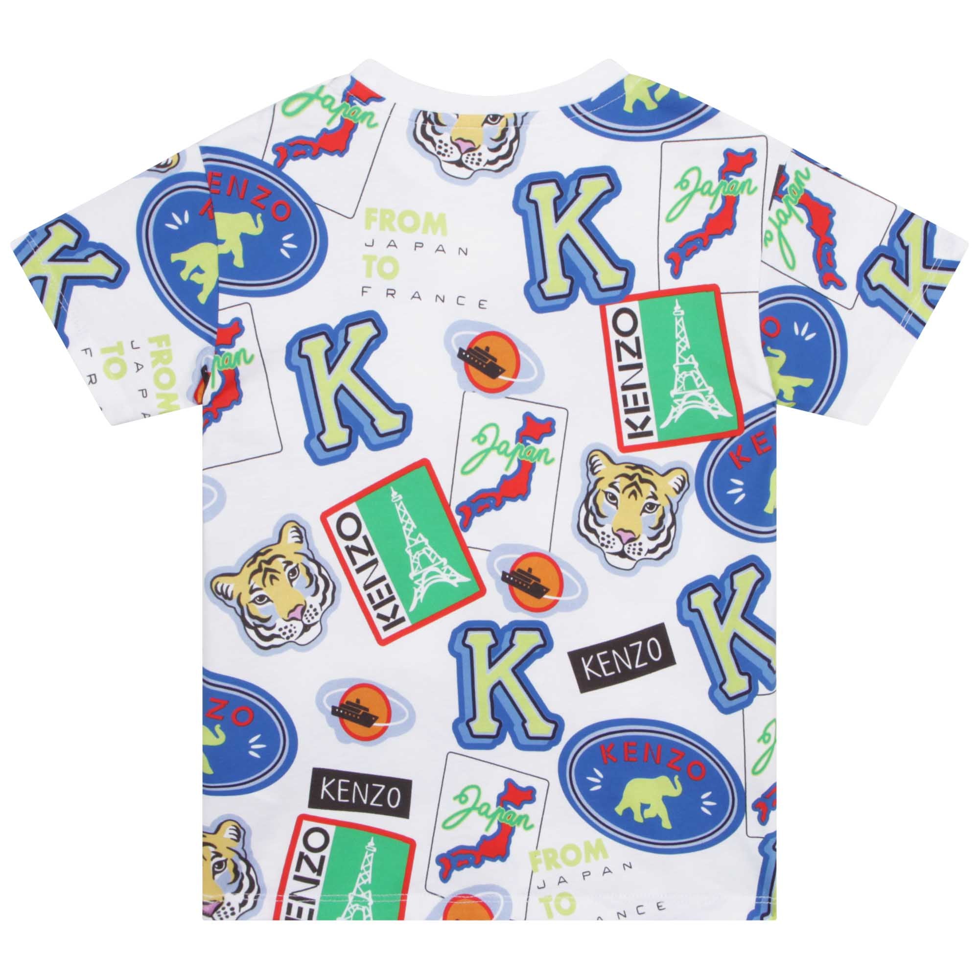Boys White Printed Cotton T-Shirt