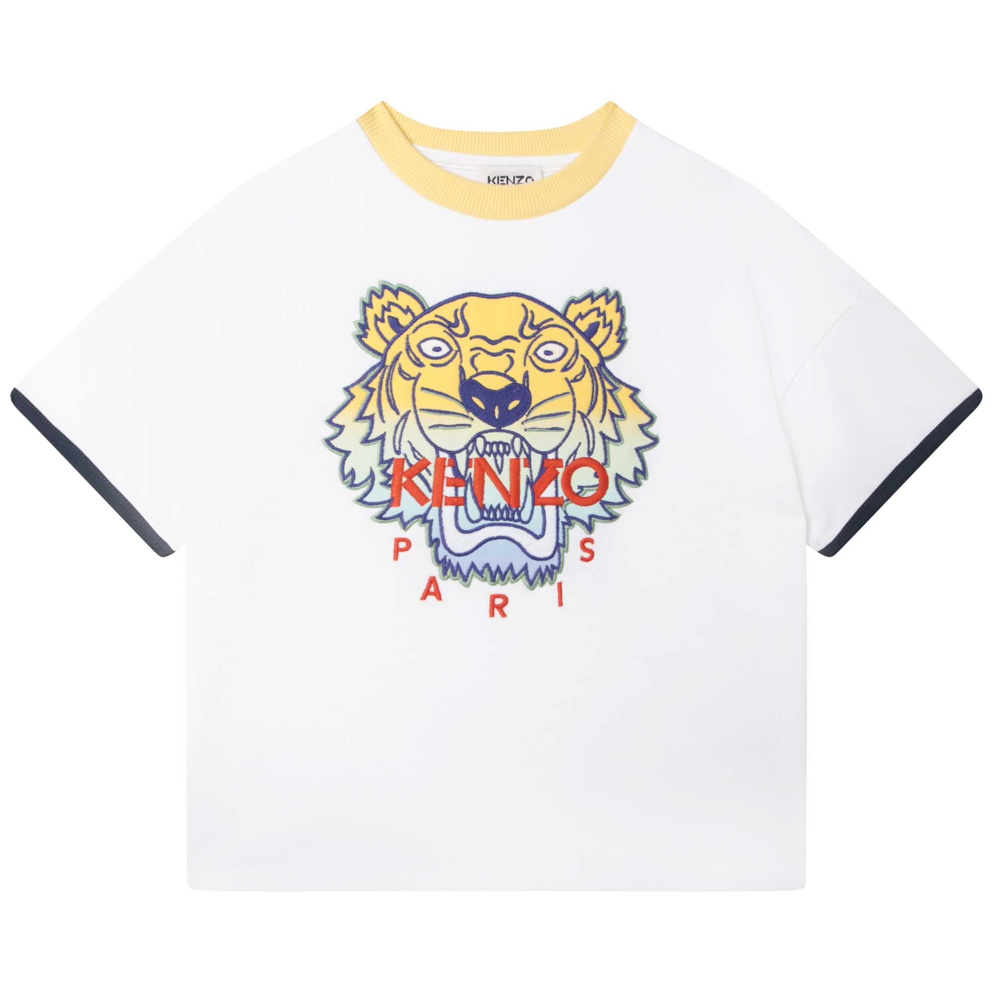 Boys White Tiger Cotton T-Shirt
