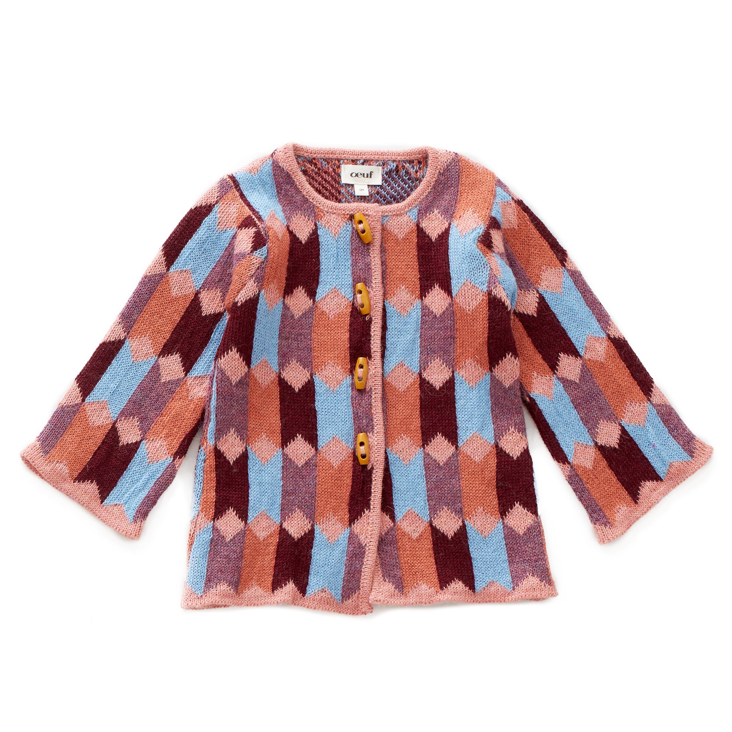 Girls Pink Diamond Pattern Alpaca Coat
