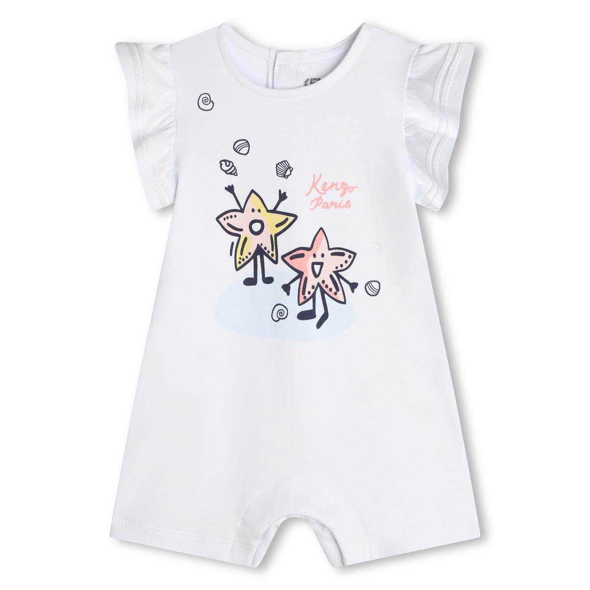 Baby Girls White Cotton Babysuit