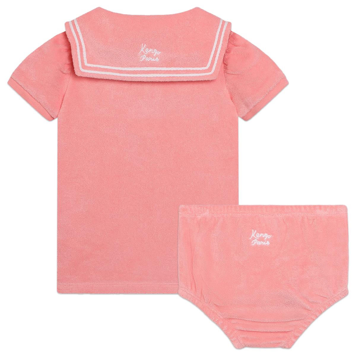 Baby Girls Pink Cotton Dress Set