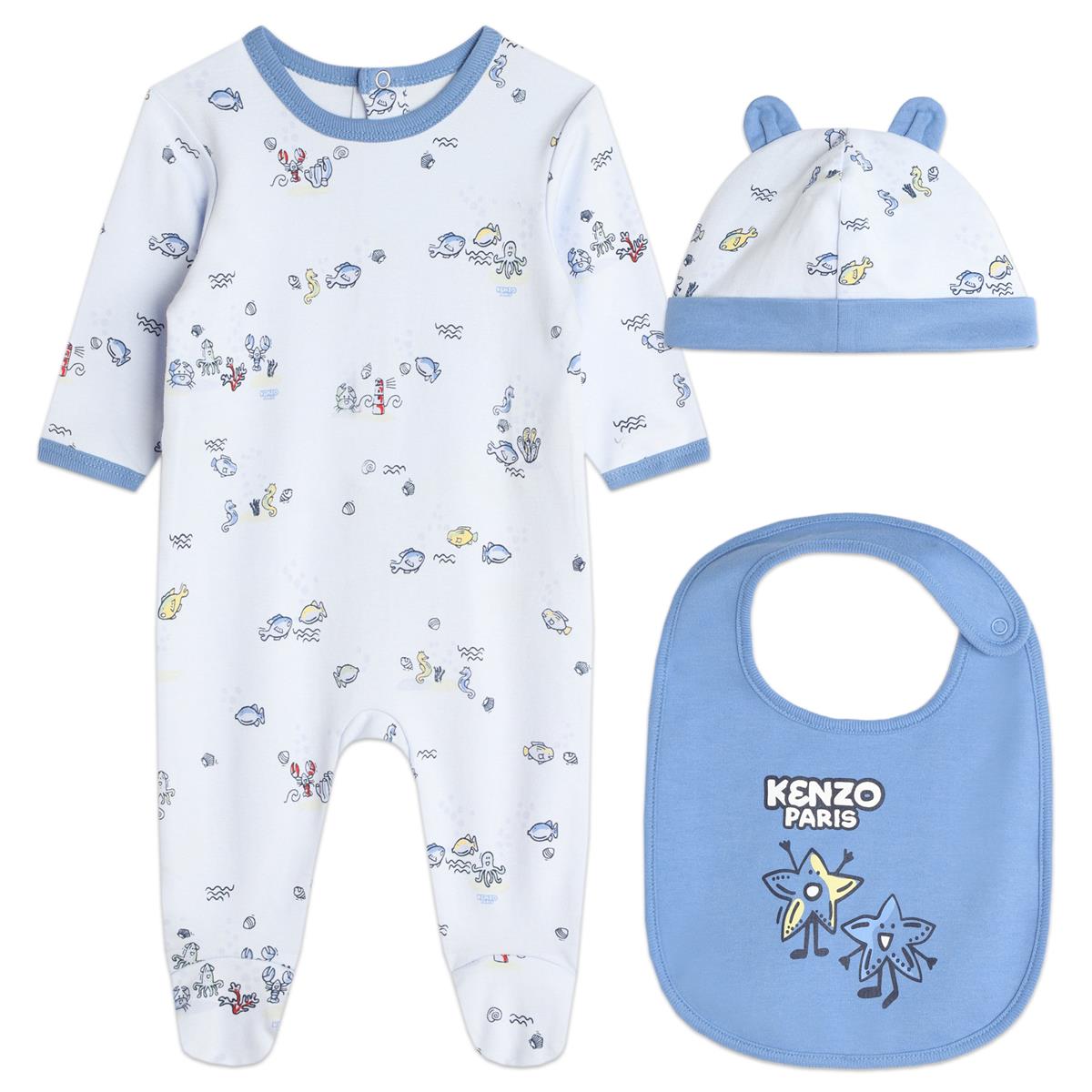 Baby Boys Blue Cotton Babysuit Set