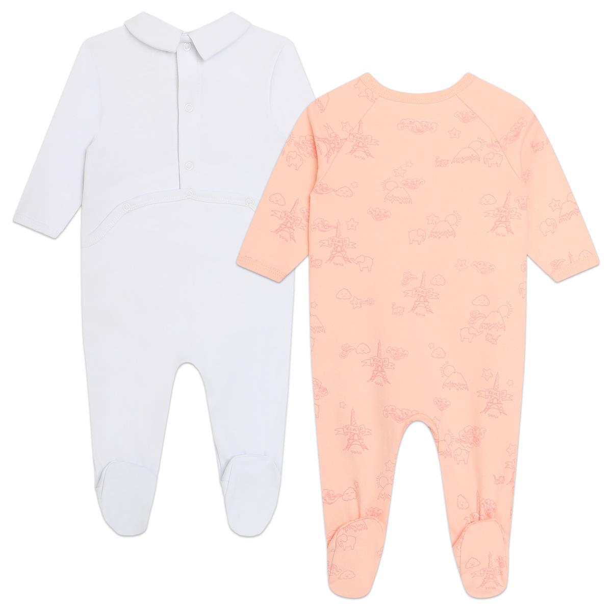 Baby Girls Pink Cotton Babysuit Set(2 Pack)