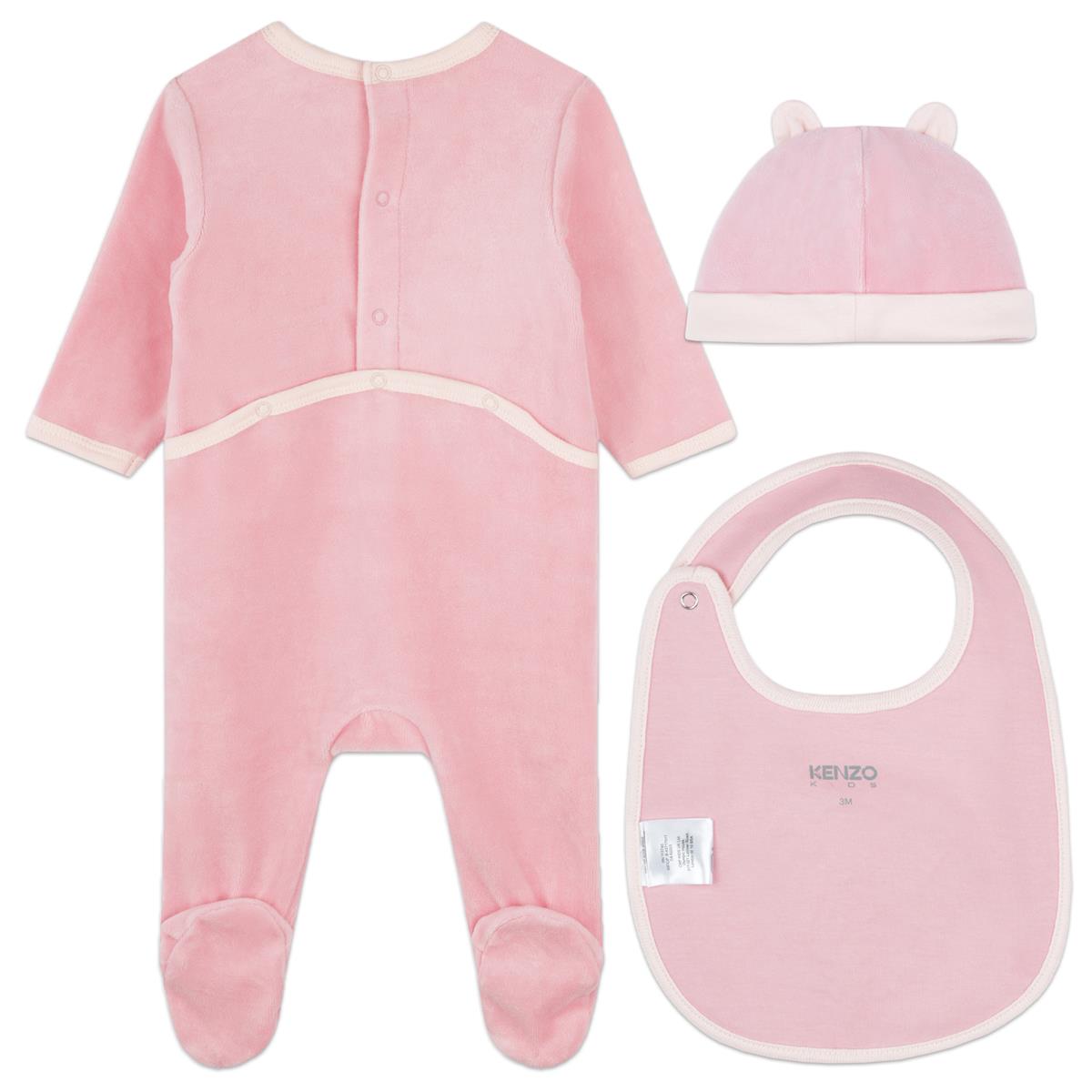 Baby Girls Pink Cotton Babysuit Set