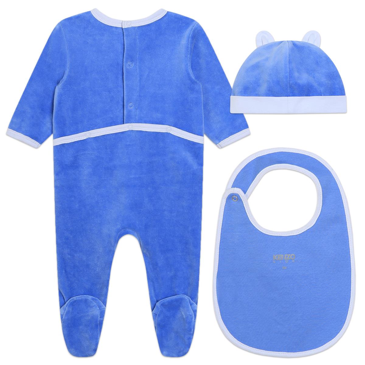 Baby Boys Blue Cotton Babysuit Set