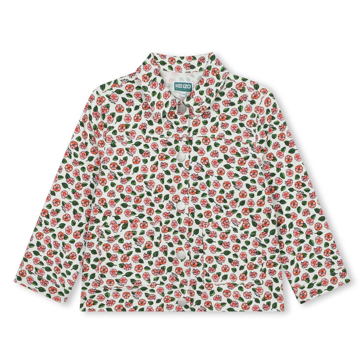 Girls White Flowers Cotton Shirt