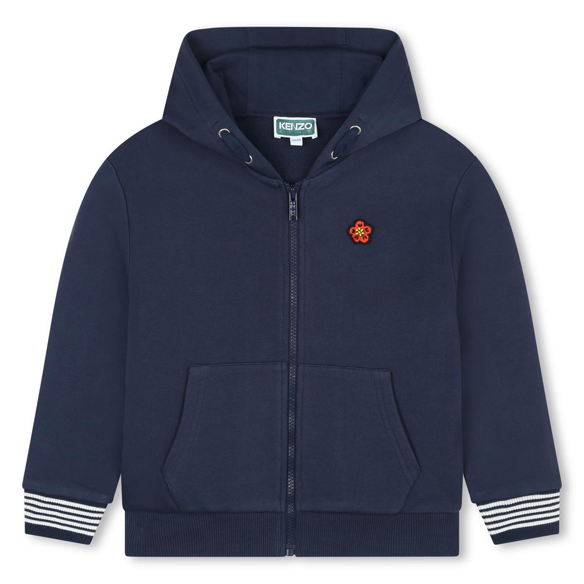 Girls Blue Cotton Zip-Up Top