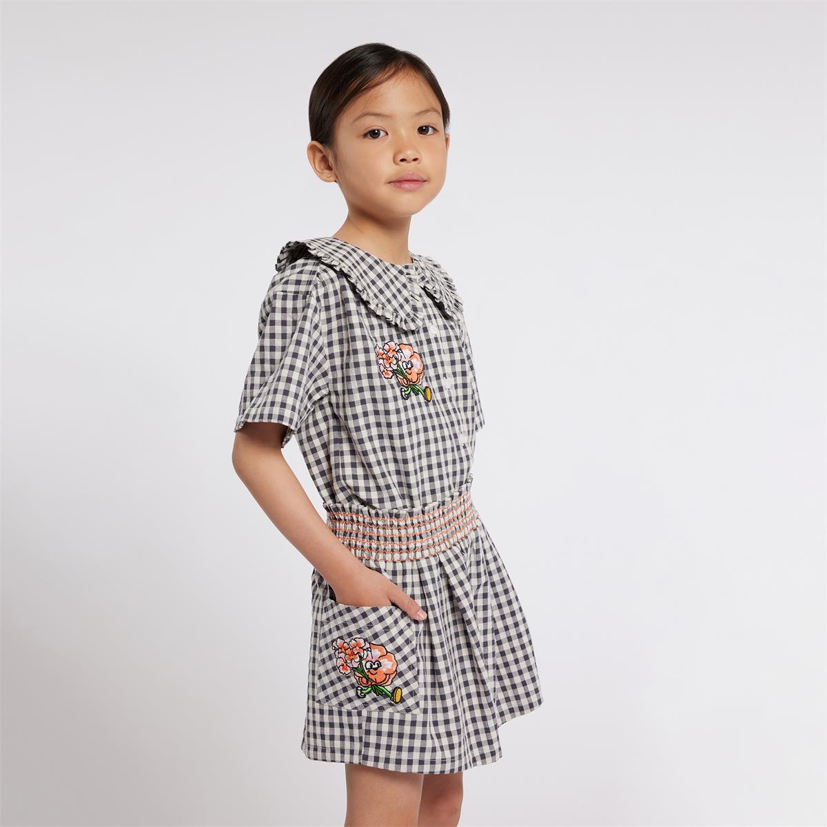 Girls Grey Check Cotton Shirt