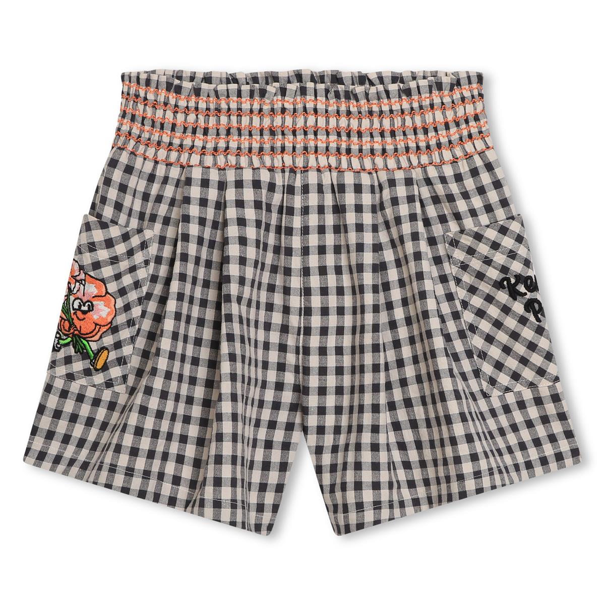 Girls Grey Check Cotton Shorts