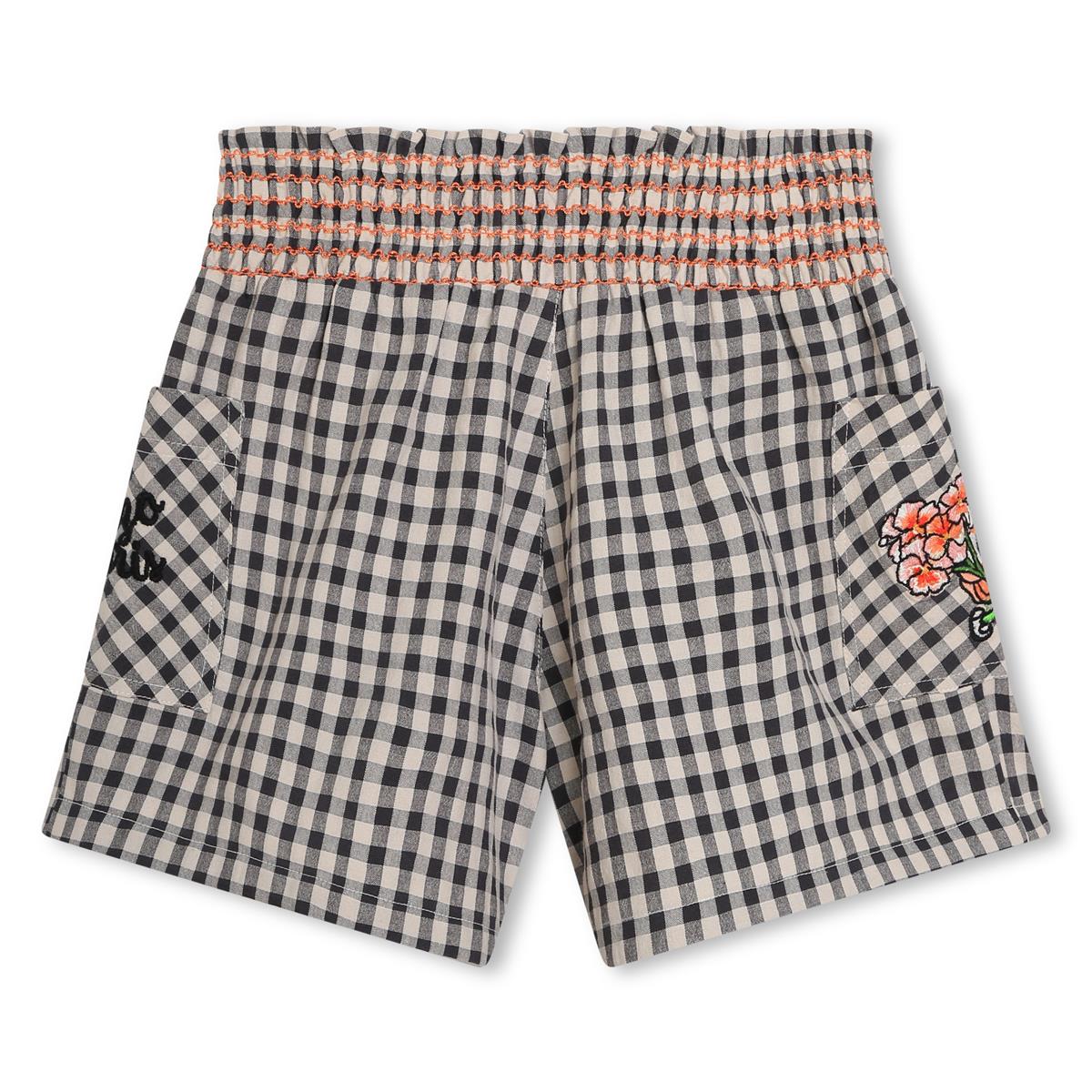 Girls Grey Check Cotton Shorts