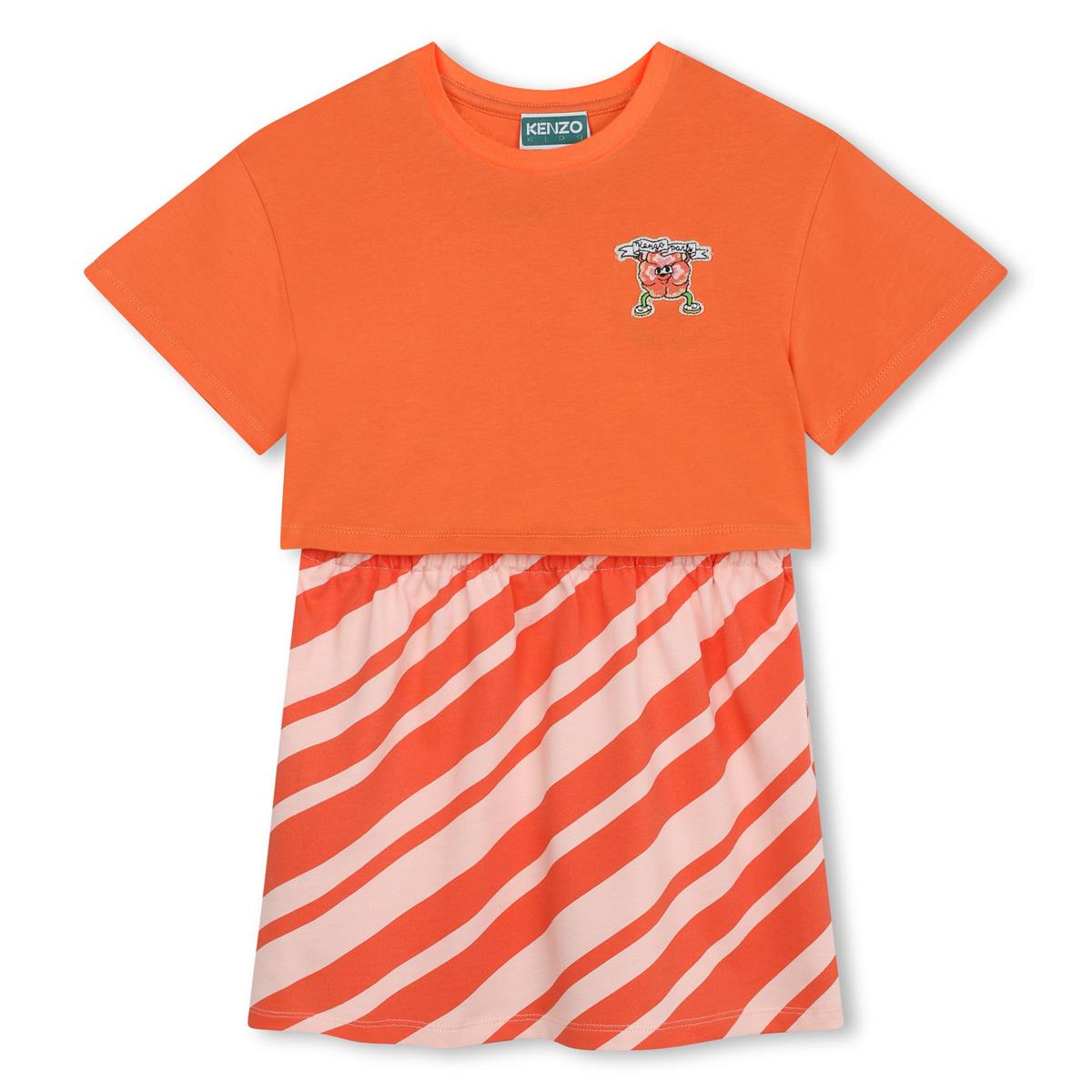 Girls Orange Cotton Dress