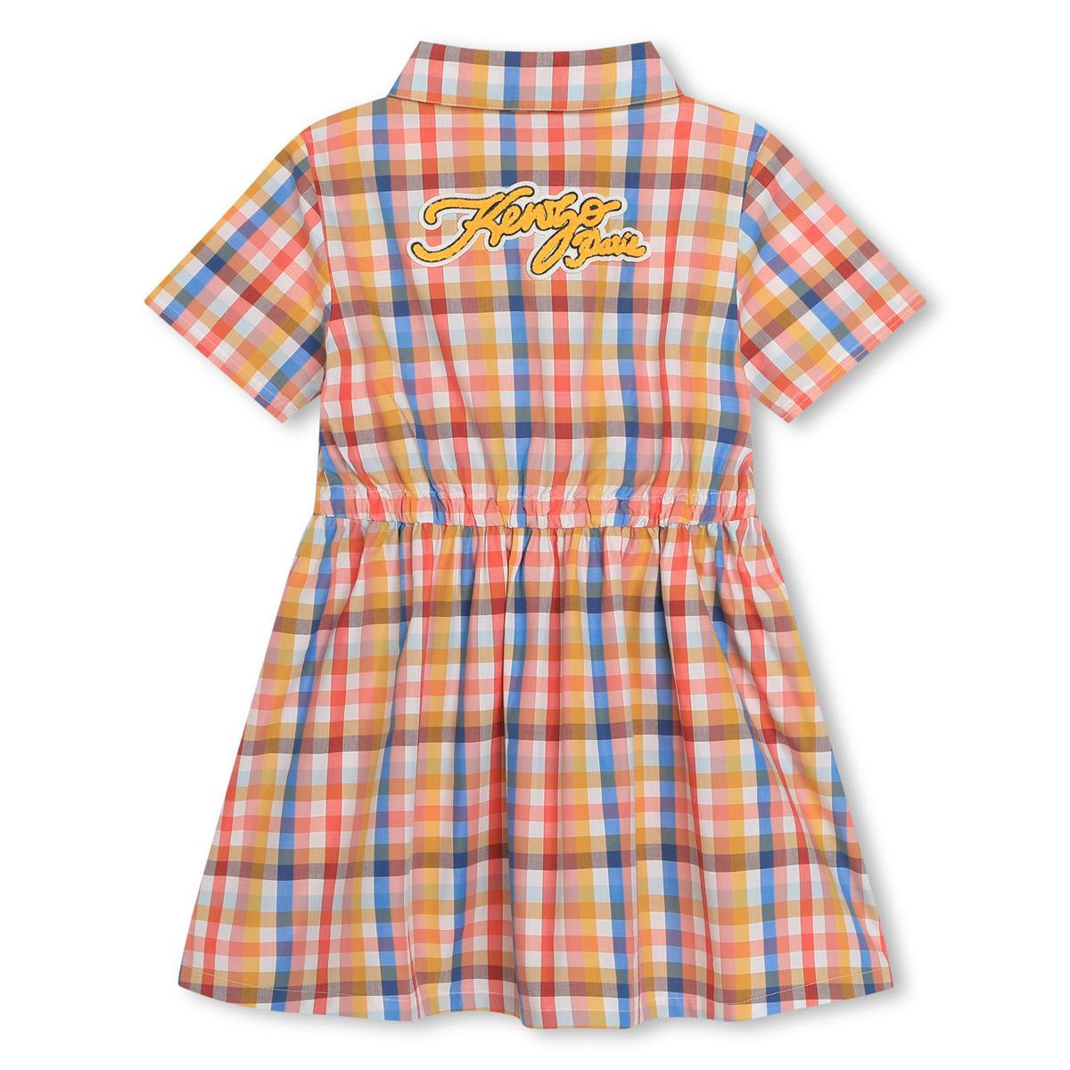 Girls Yellow Check Cotton Dress