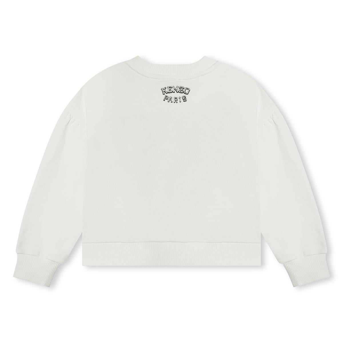 Girls White Cotton Sweatshirt