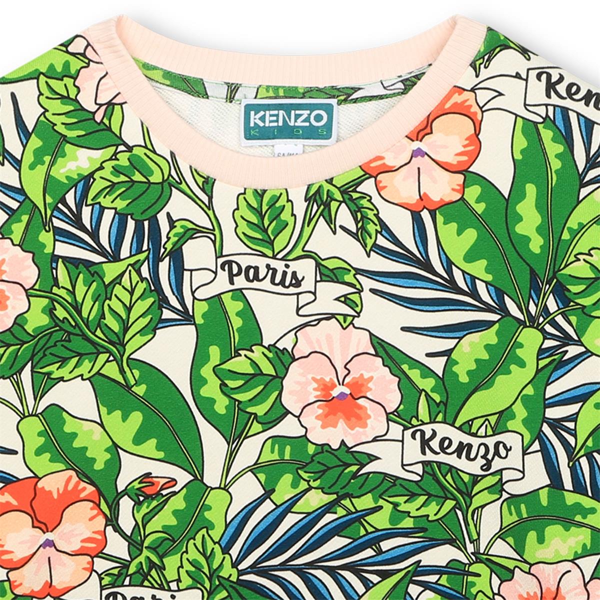 Girls Green Flowers Cotton Sweatshirt