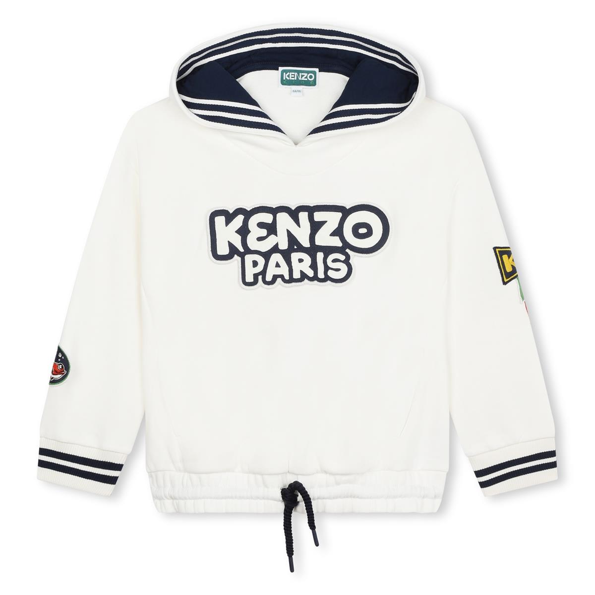 Girls White Hooded Cotton Sweatshirt