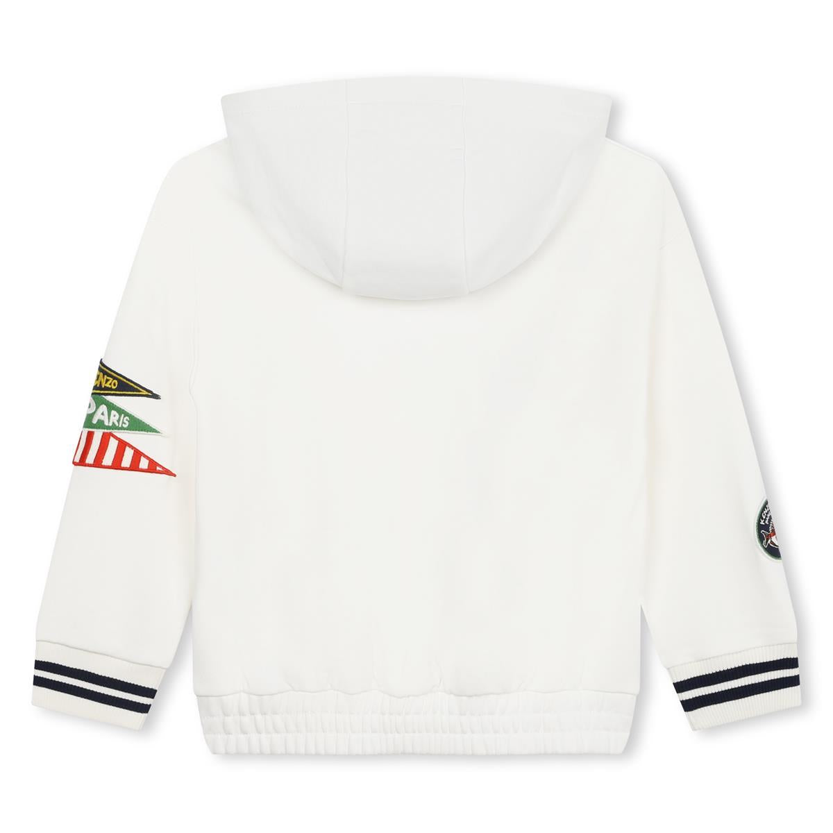 Girls White Hooded Cotton Sweatshirt