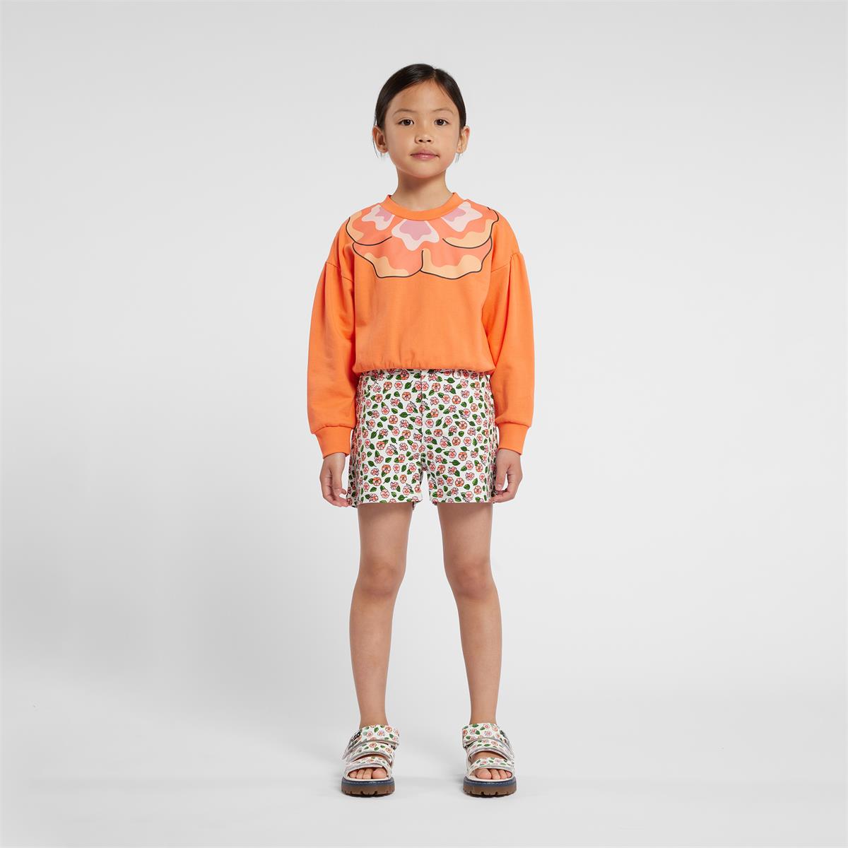 Girls Orange Cotton Sweatshirt