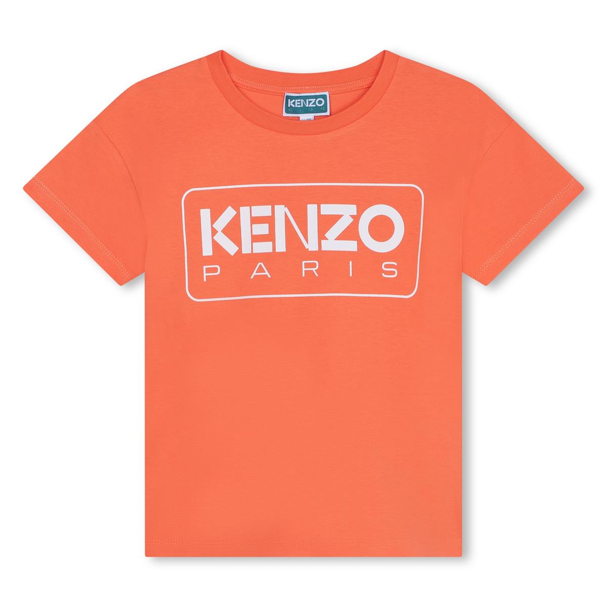 Girls Orange Cotton T-Shirt