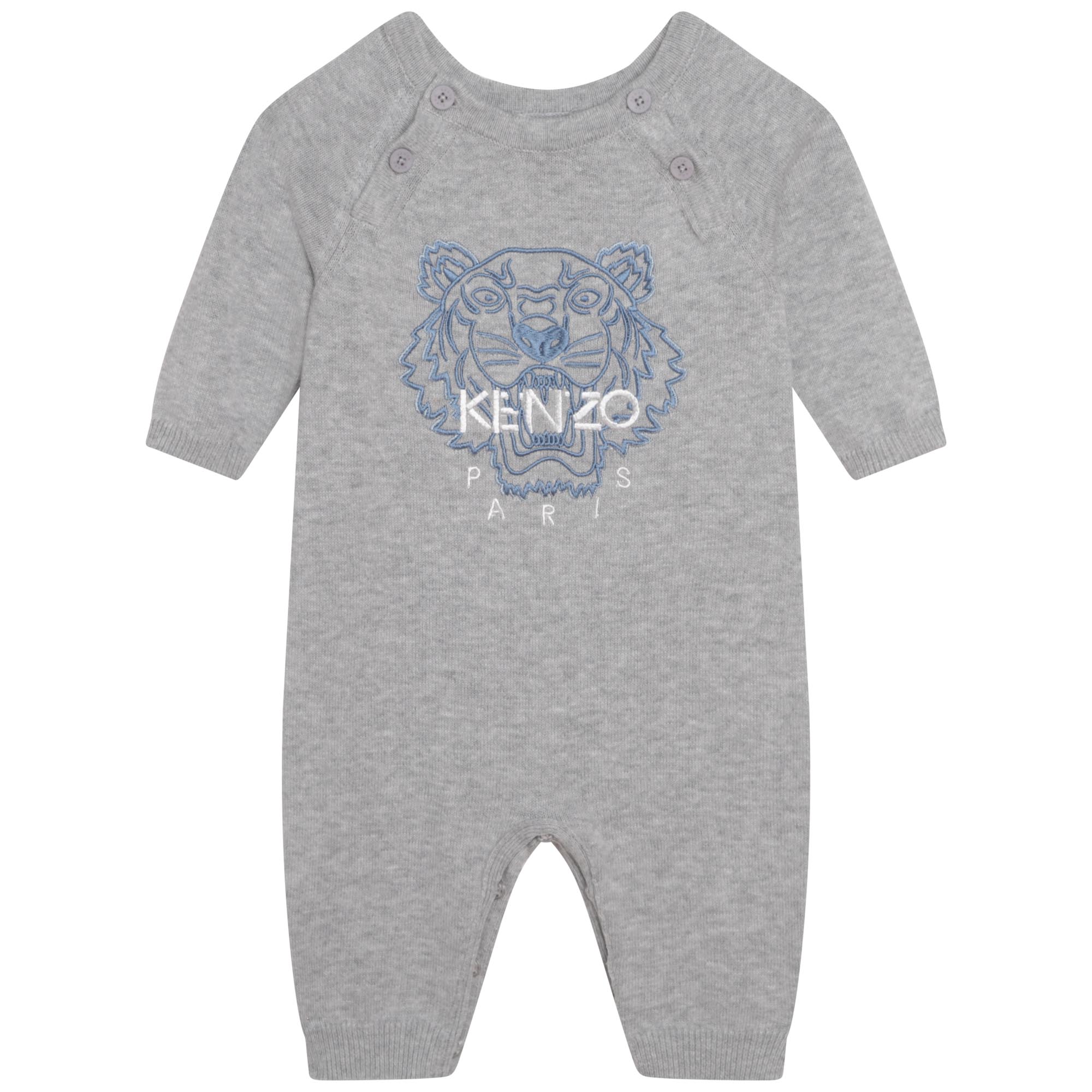 Baby Boys Grey Tiger Cotton Babysuit