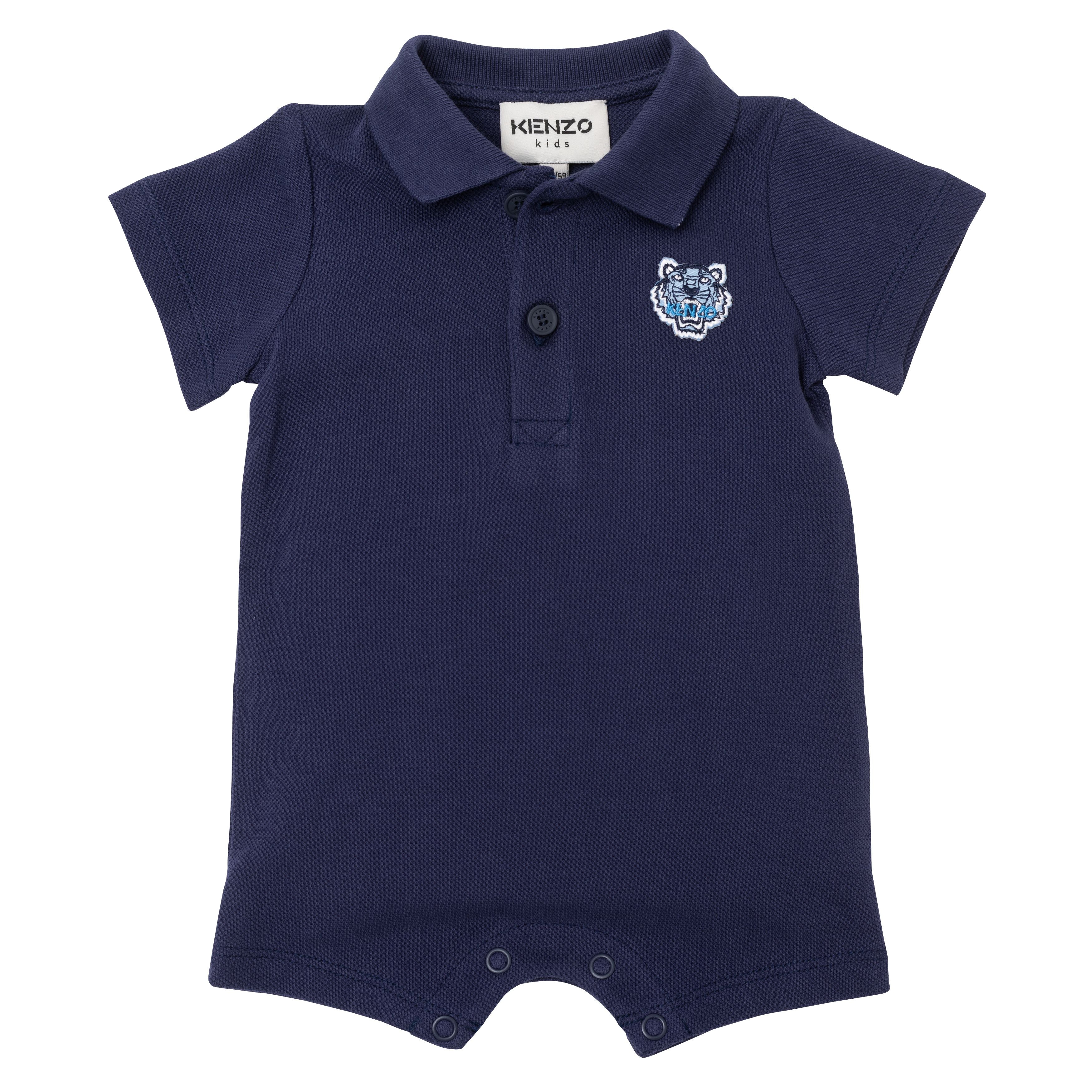 Baby Boys Navy Cotton Babysuit