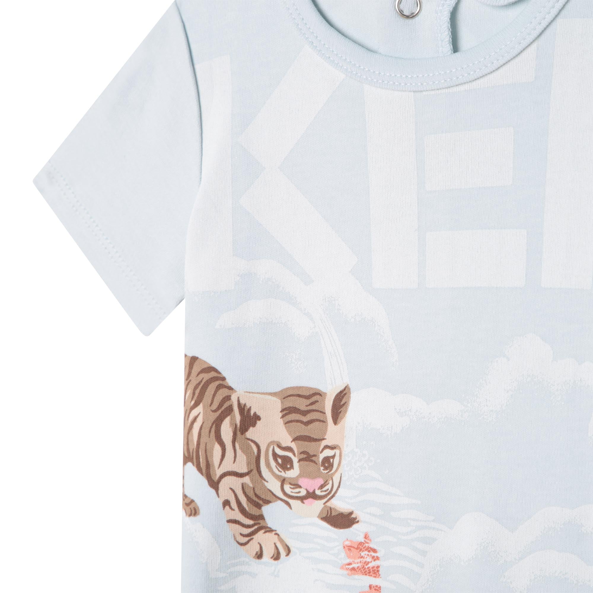 Baby Boys Blue Logo Cotton Babysuit