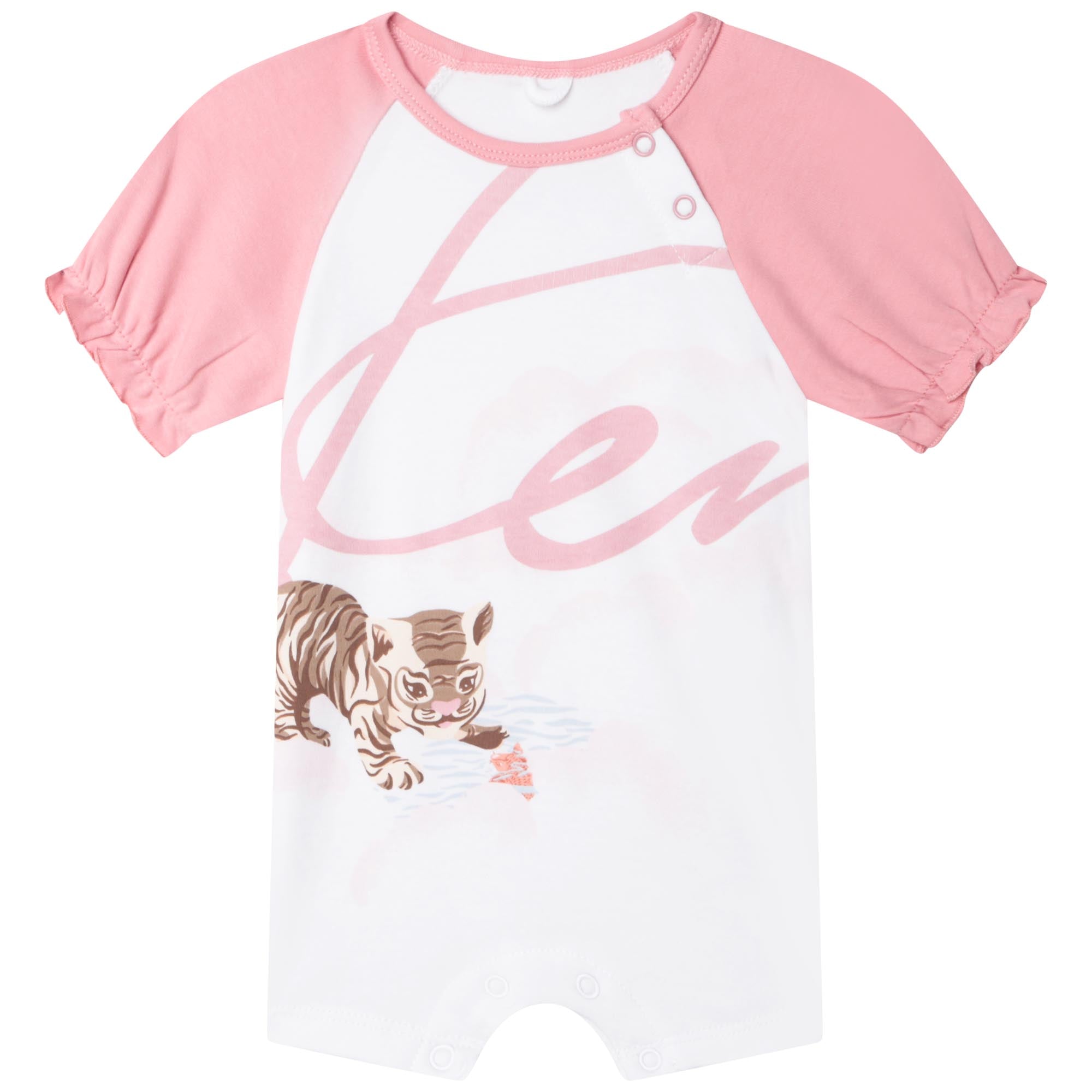 Baby Girls Pink Printed Cotton Babysuit