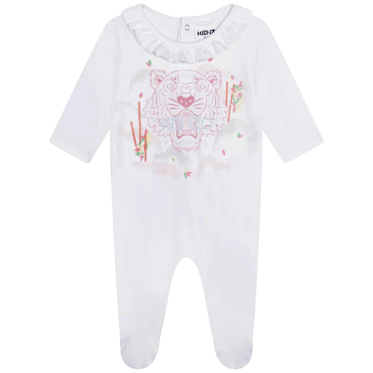 Baby Girls White Logo Babysuit