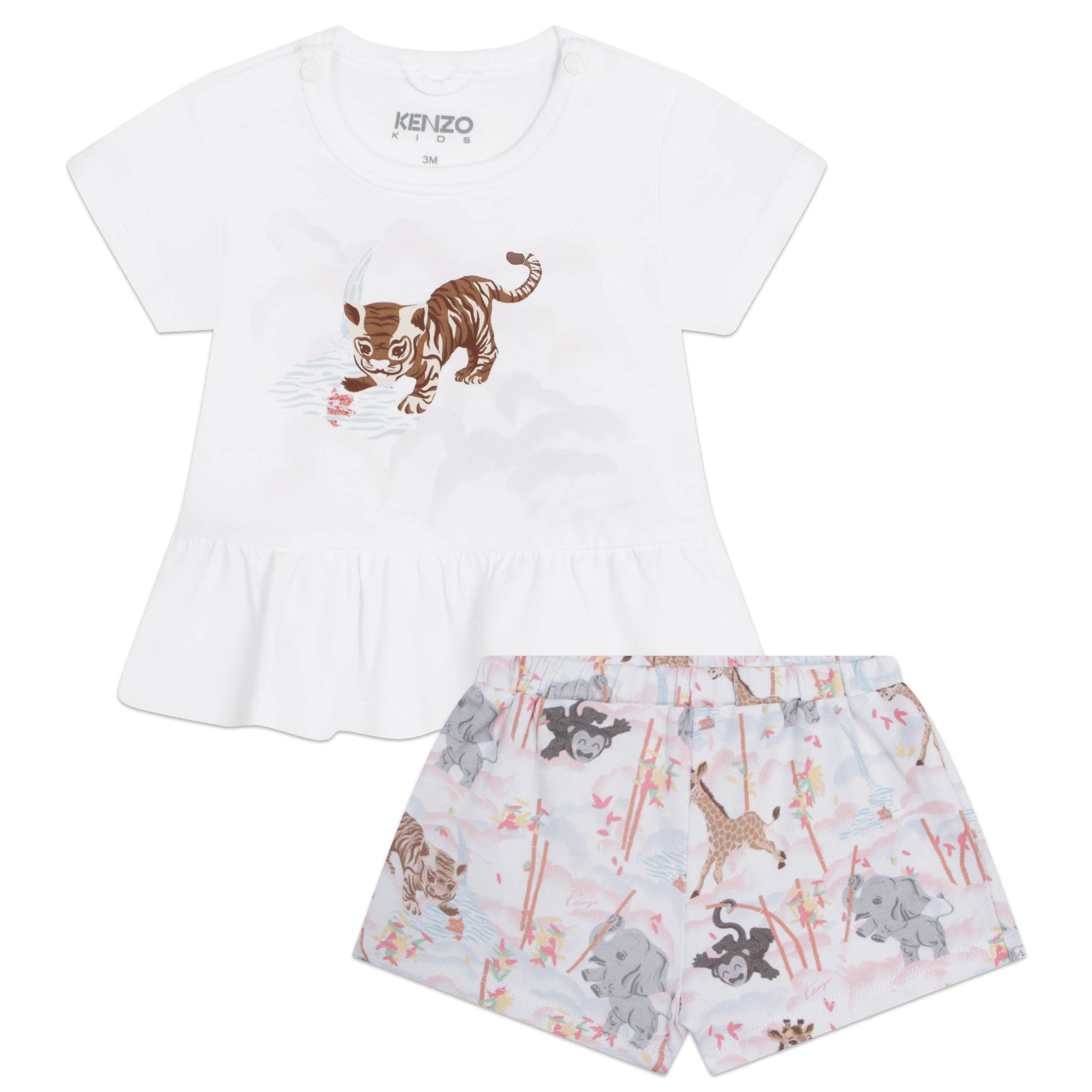 Baby Girls White Printed Cotton Set