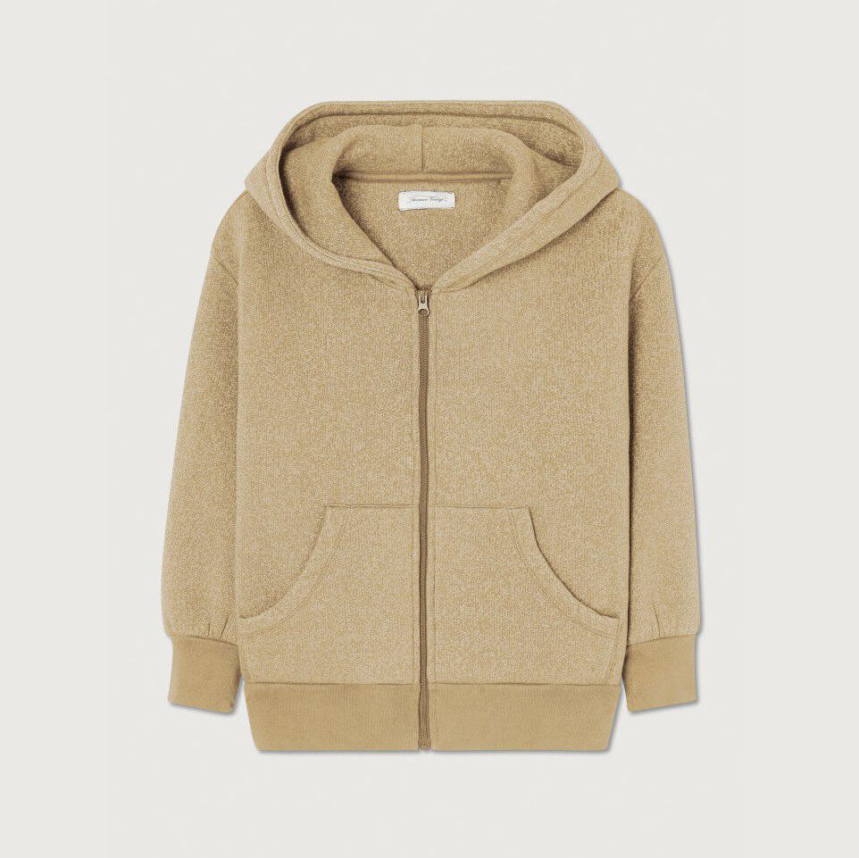 Boys & Girls Khaki Cotton Zip-Up Top