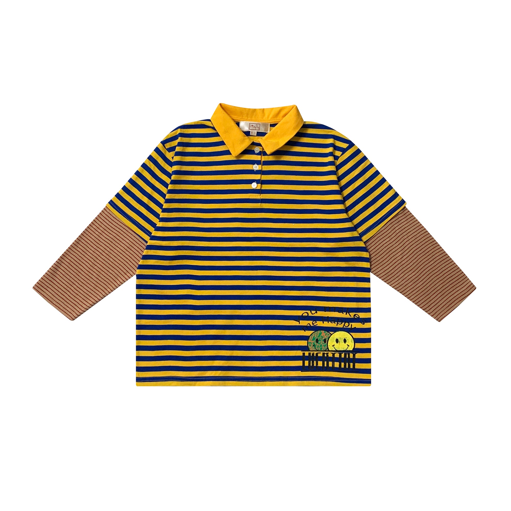 Boys & Girls Yellow Stripe Cotton Long Sleeves T-Shirt