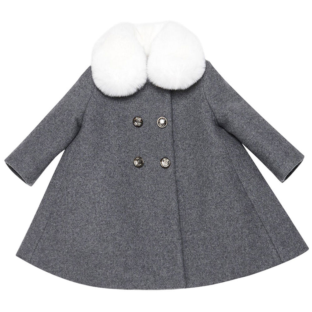 Baby Girls Grey Wool & Cashmere Coat