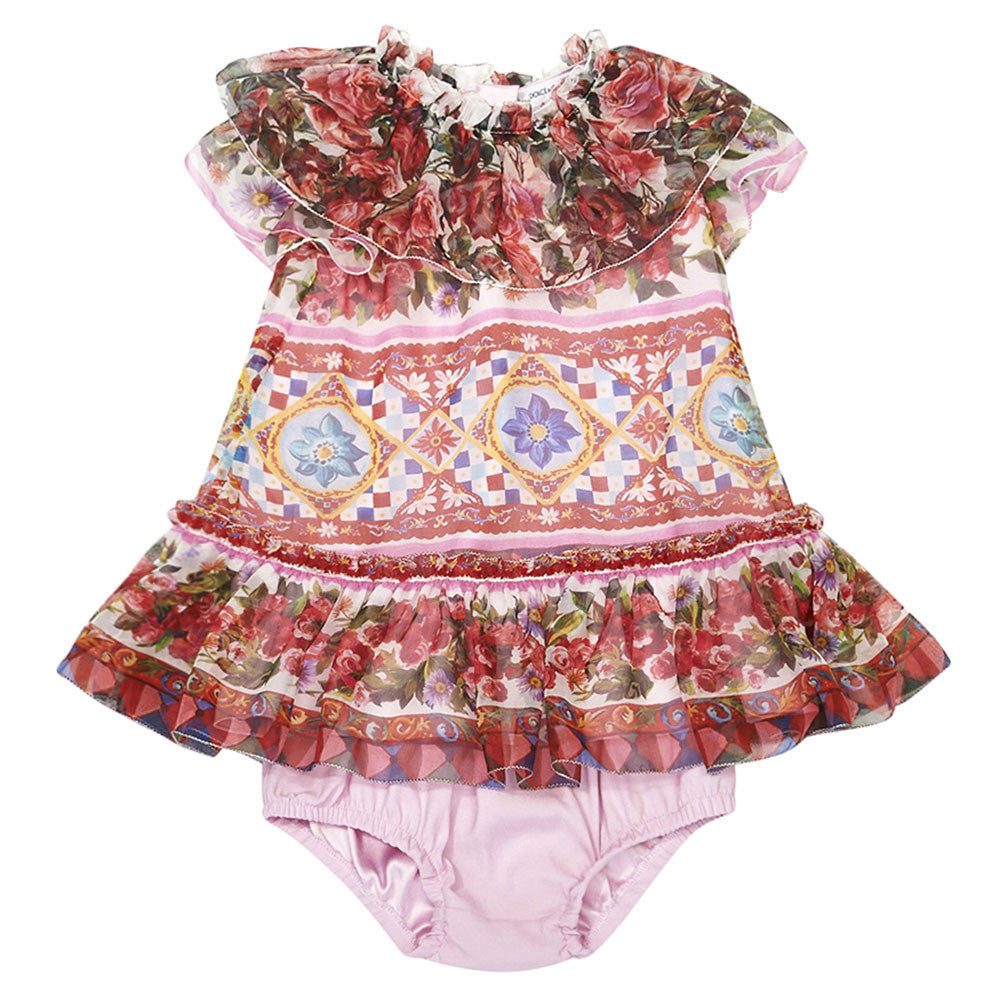 Baby Girl Multicolor Flower Printed Trims Dress - CÉMAROSE | Children's Fashion Store - 1
