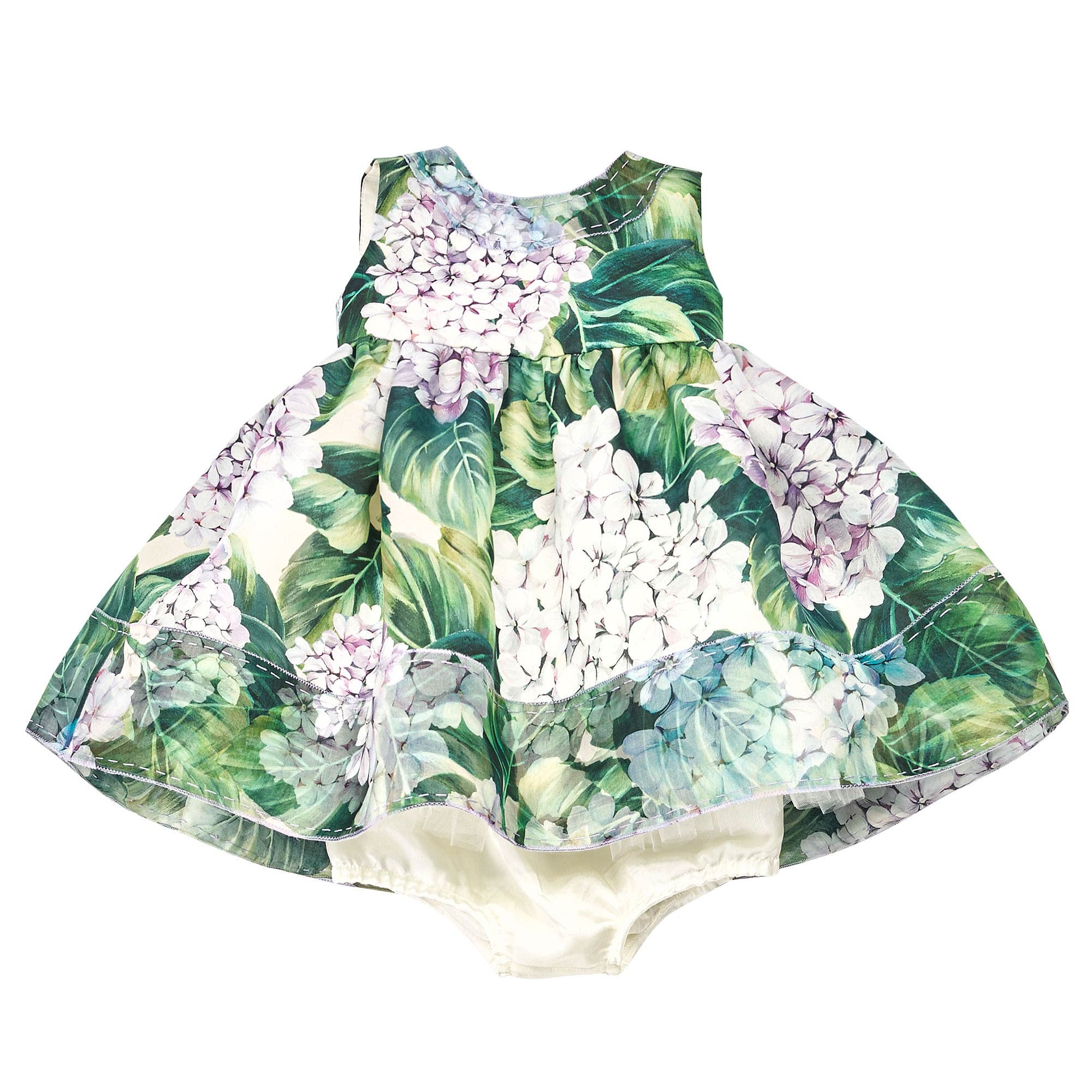 Baby Girls Green 'Ortensia' Silk Dress